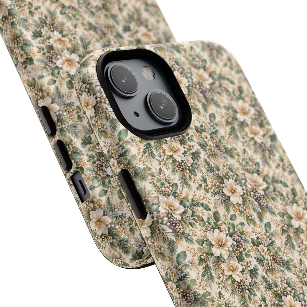 Sage Green & Champagne Floral MagSafe Tough Phone Case