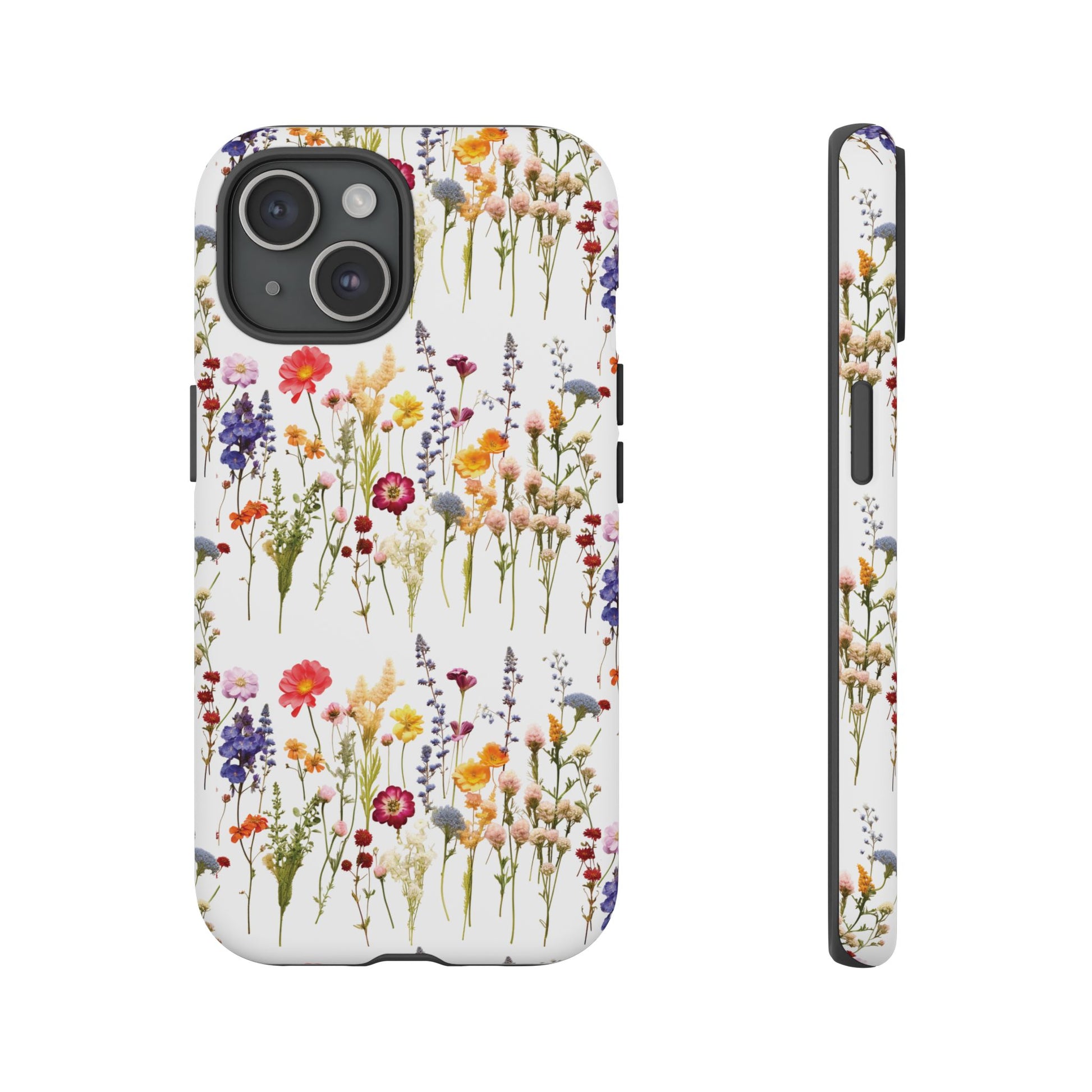 White Best Phone Case Press Flowers Floral 3D Illusion Luxury Tough Case Floral Elegant Durable Stylish for Modern Devices iPhone 17, 16, 15, Samsung iPhone Samsung Accessory Gift for Her