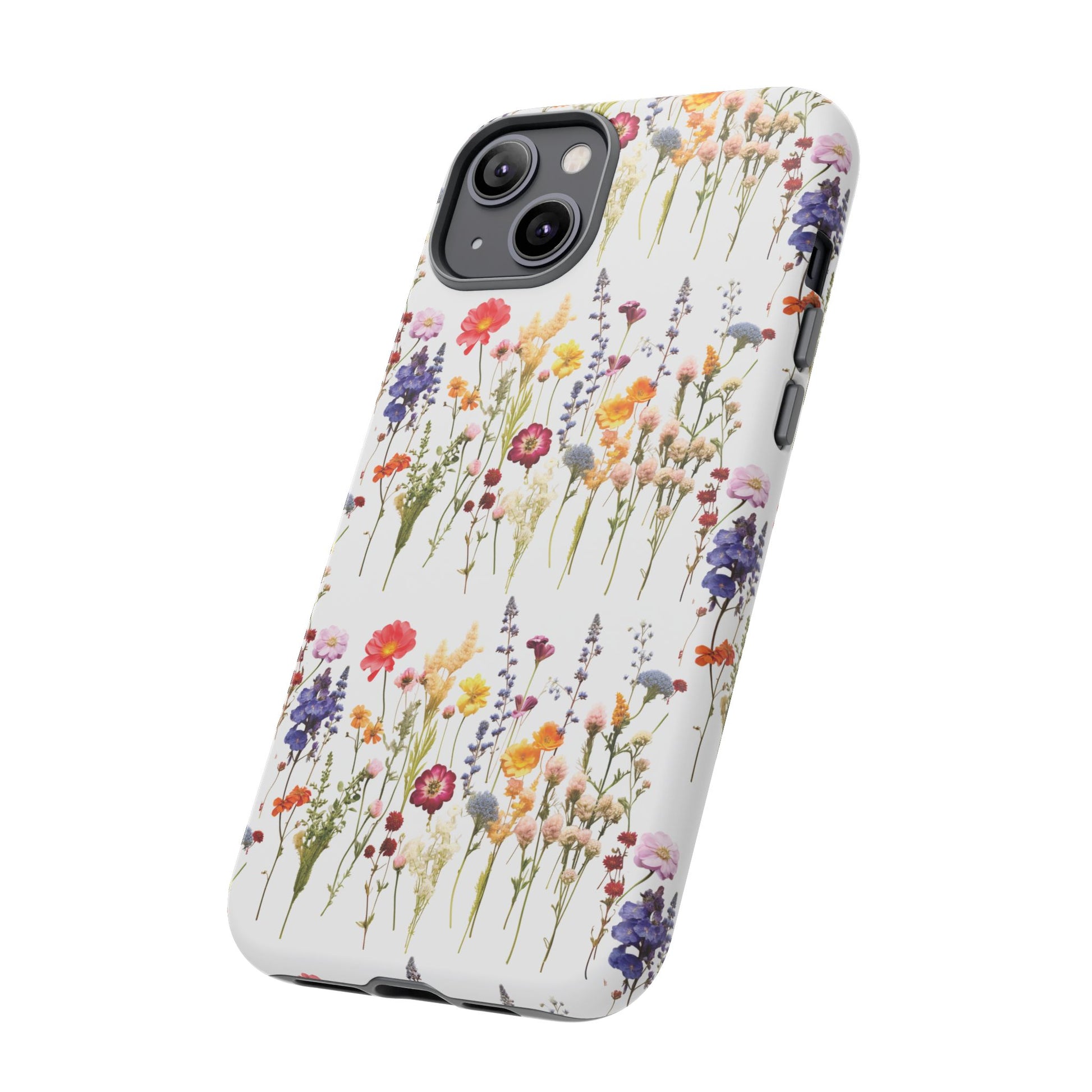 White Best Phone Case Press Flowers Floral 3D Illusion Luxury Tough Case Floral Elegant Durable Stylish for Modern Devices iPhone 17, 16, 15, Samsung iPhone Samsung Accessory Gift for Her