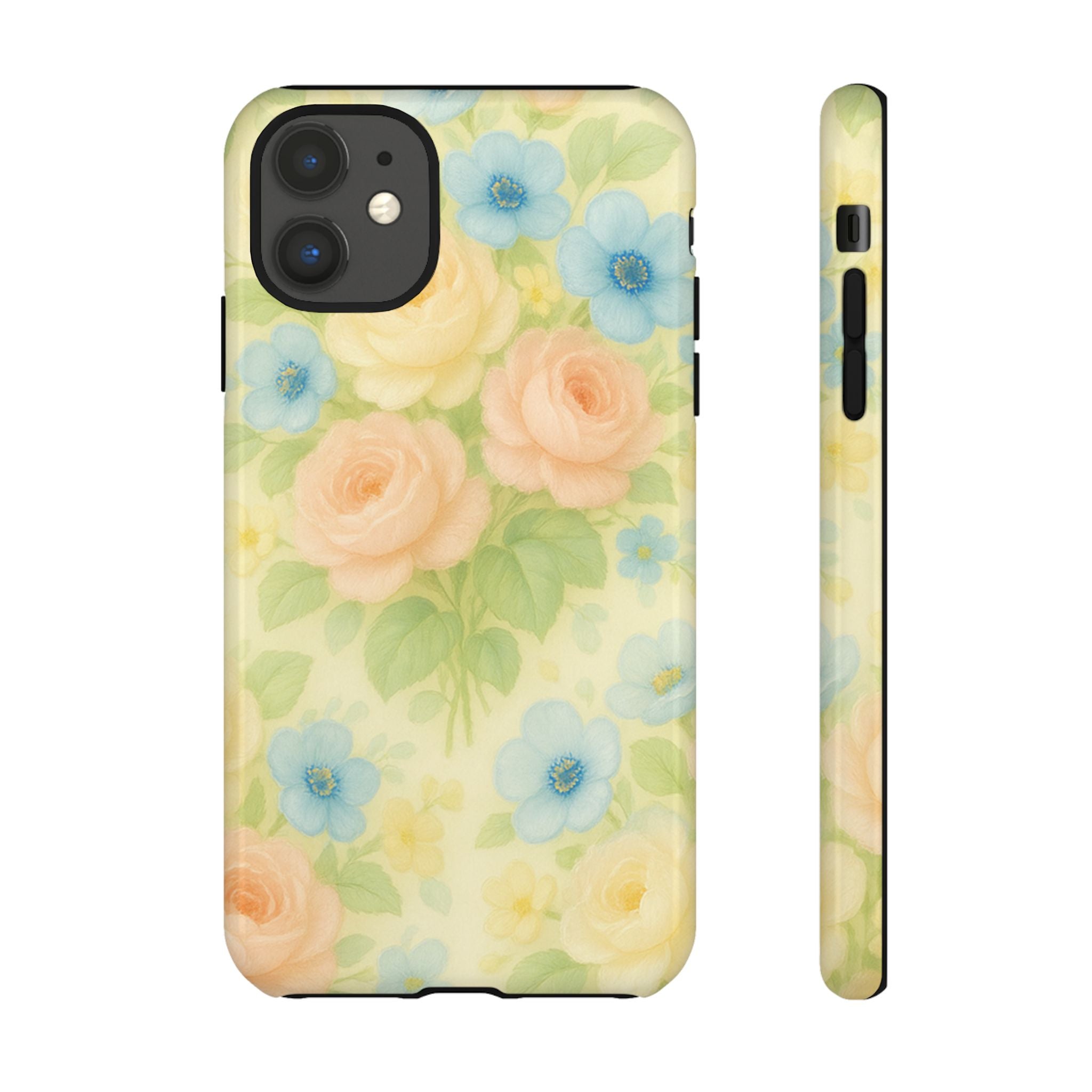 Pastel Yellow Vintage Floral Phone Case  Romantic Cottagecore Aesthetic, Soft Botanical Design, Protective Gift for Her, Fits iPhone & Samsung Models