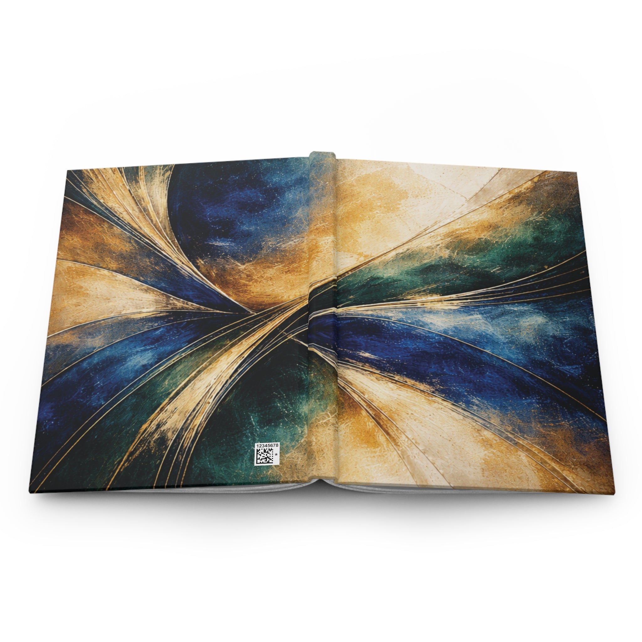 Gilded Convergence Blue & Gold Hardcover Journal — Luxe NeoDeco Design