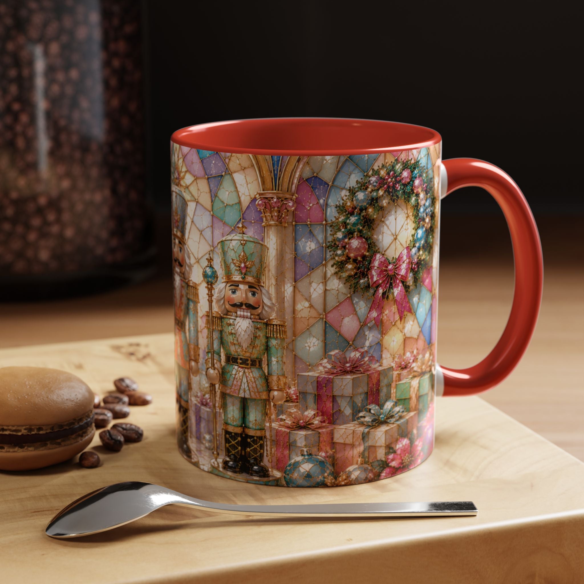 Nutcracker Christmas Coffee Mug – Festive Stained-Glass Holiday Accent Cup (11/15oz) Gift for Her