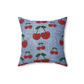 Stylish Square Pillow with Unique Faux Denim Cherry Design Add a Touch of Elegance and Comfort to Your Living Space with Our Soft and Decorative Cushion for Living Room, Bedroom or Housewarming Gift New House, Bridal Shower Gift - MRSBYVALLE
