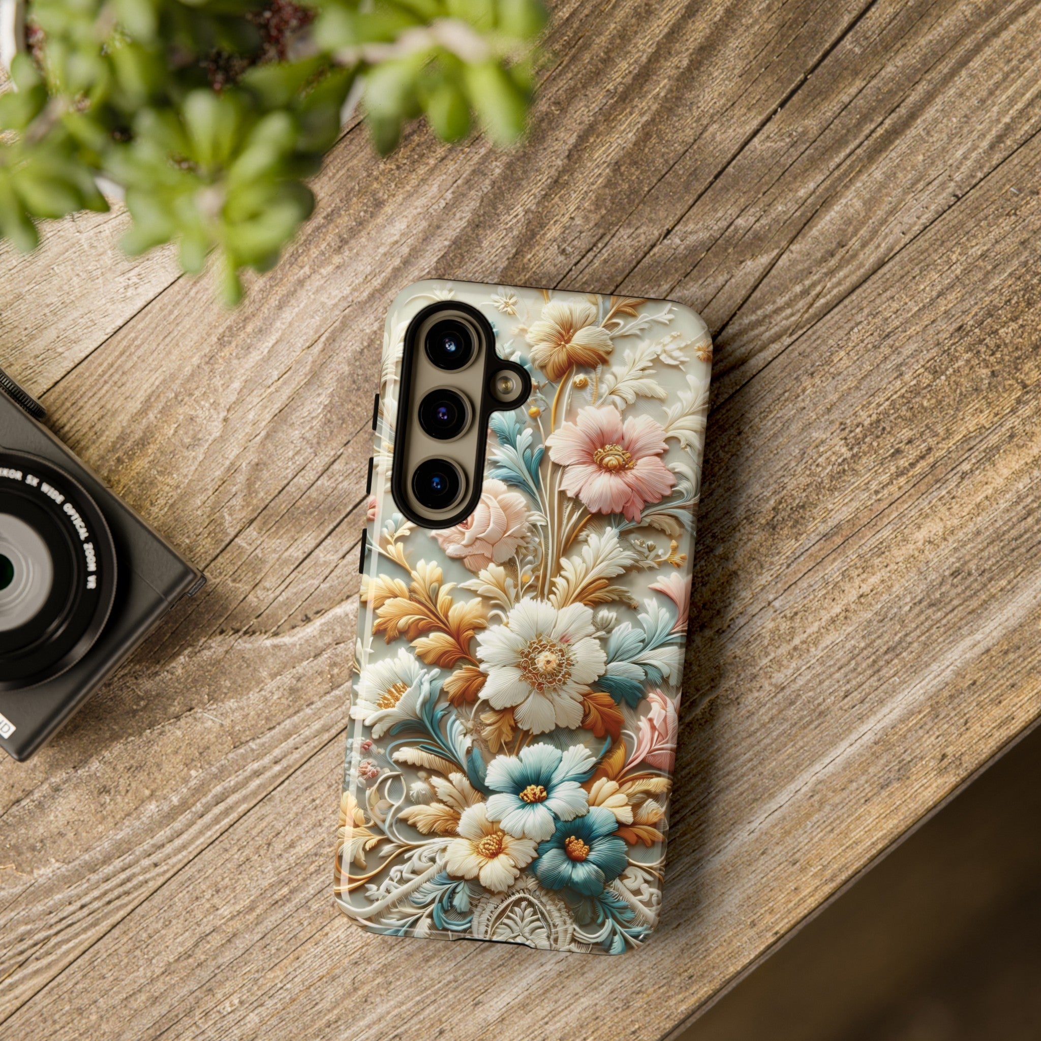 3D Elegant Faux Flowers Phone Case Stylish & Durable for iPhone Samsung Gift iPhone 15, 14, 13 Samsung Pixel Gift for Mom Accessory Gift for Her