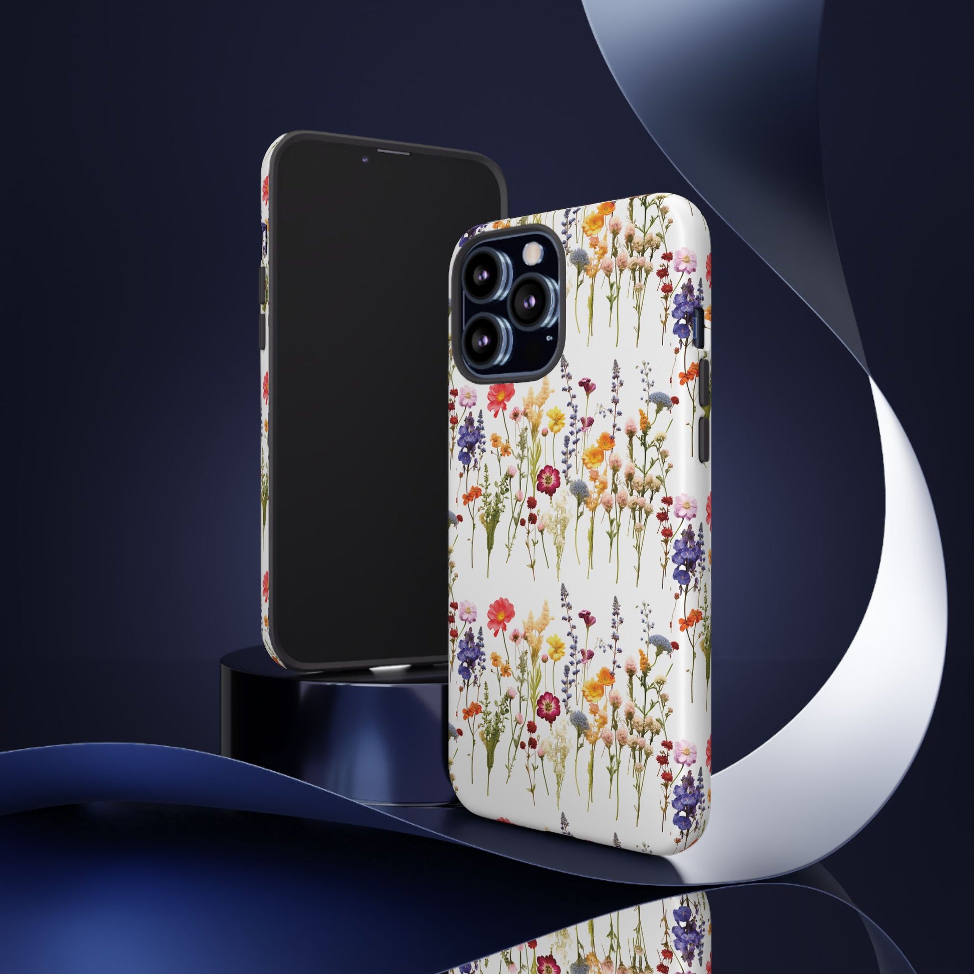White Best Phone Case Press Flowers Floral 3D Illusion Luxury Tough Case Floral Elegant Durable Stylish for Modern Devices iPhone 17, 16, 15, Samsung iPhone Samsung Accessory Gift for Her