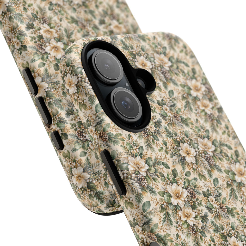 Sage Green & Champagne Floral MagSafe Tough Phone Case
