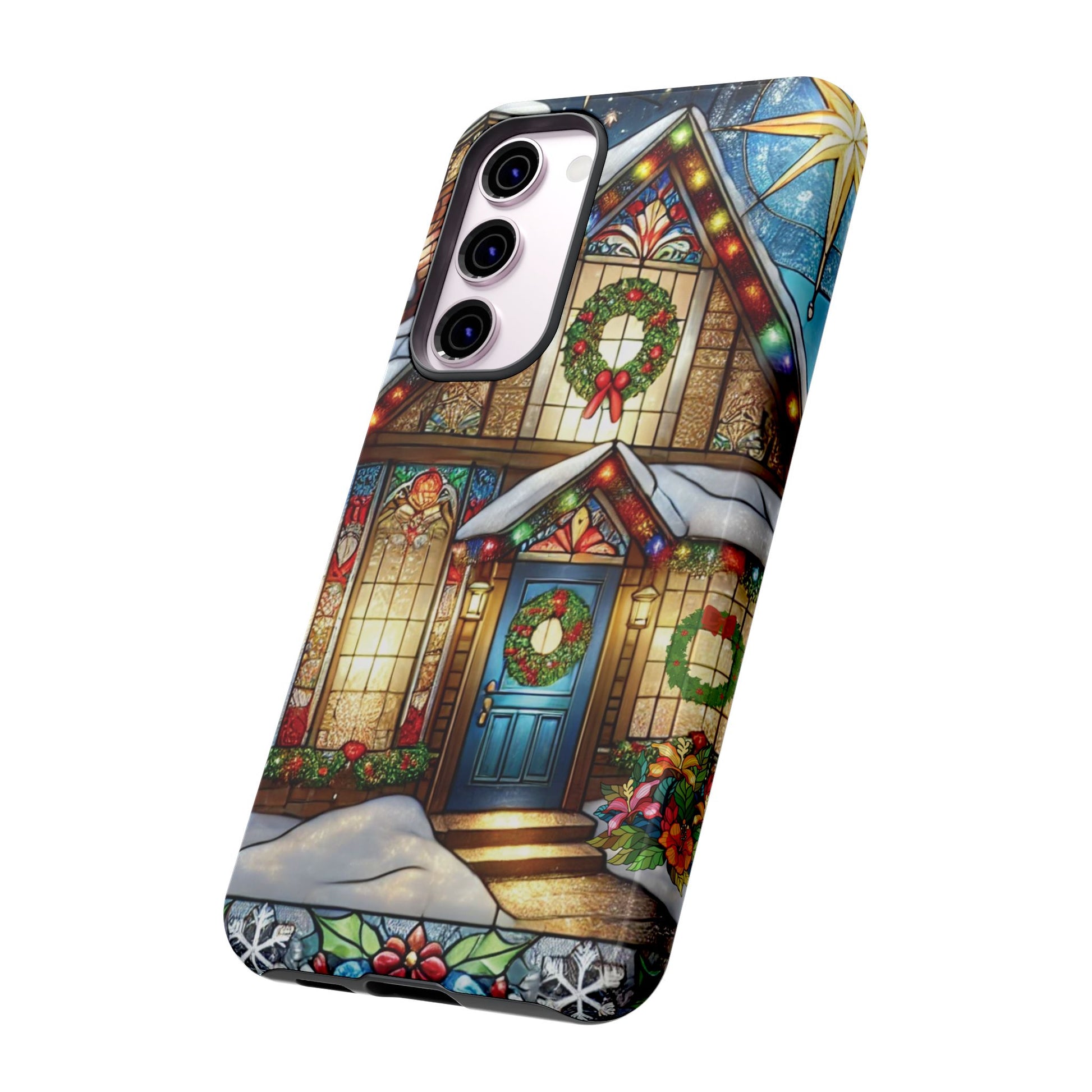 Stain Glass Christmas Phone Case Unique Holiday Protection for Your Device | Stylish & Durable Cover Gift for Her Phone 15, Samsung iPhone Samsung Accessory Gift for Her