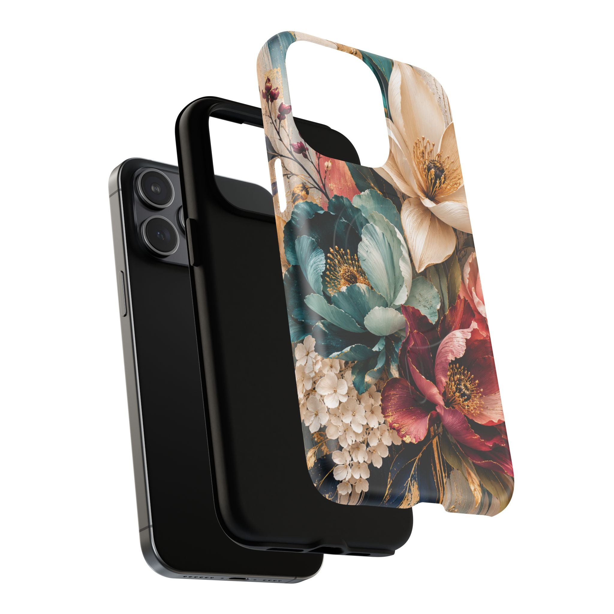 Vintage Floral Bouquet phone case Tough Magnetic Case Velvet Bloom Floral Art iPhone Case  Botanical Protective Case Samsung Modern Garden