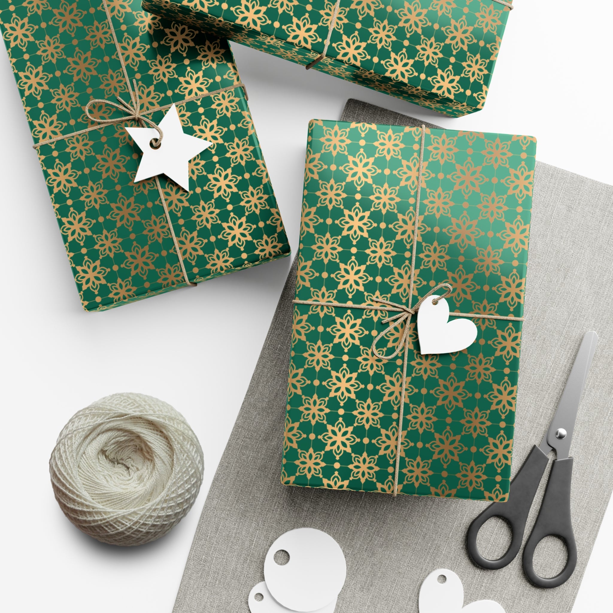 Elegant Luxuries Emerald Green Wrapping Paper with Gold Accents Perfect for Christmas Gifts, Weddings, & Special Occasions – Premium Quality Gift Wrap for Luxurious Presentation - MRSBYVALLE
