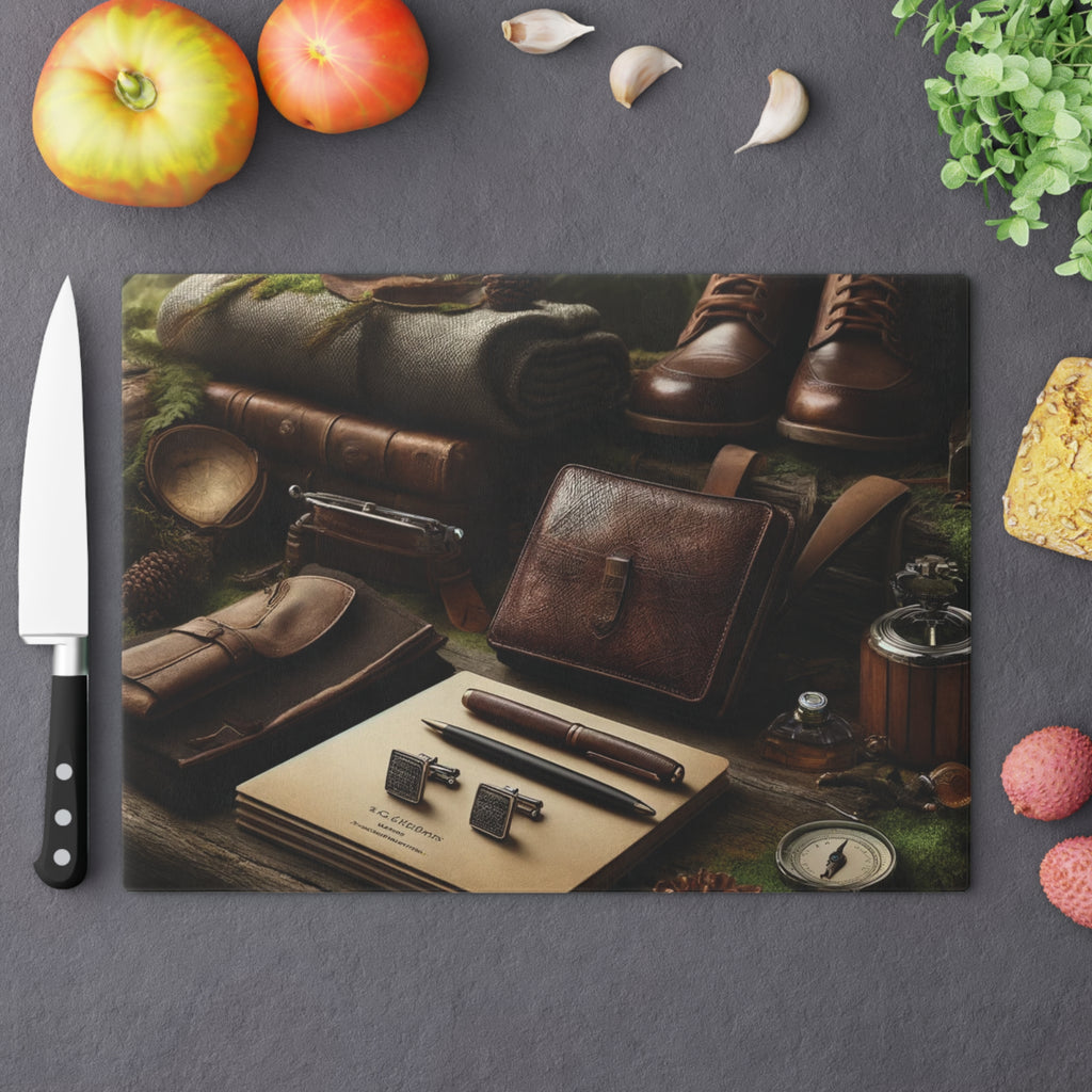 Rugged Outdoorsman Glass Cutting Board Durable Kitchen Essential with Masculine Wilderness Design Tempered Glass Cutting Board Durable Kitchen Decor Housewarming, New House Gift - MRSBYVALLE