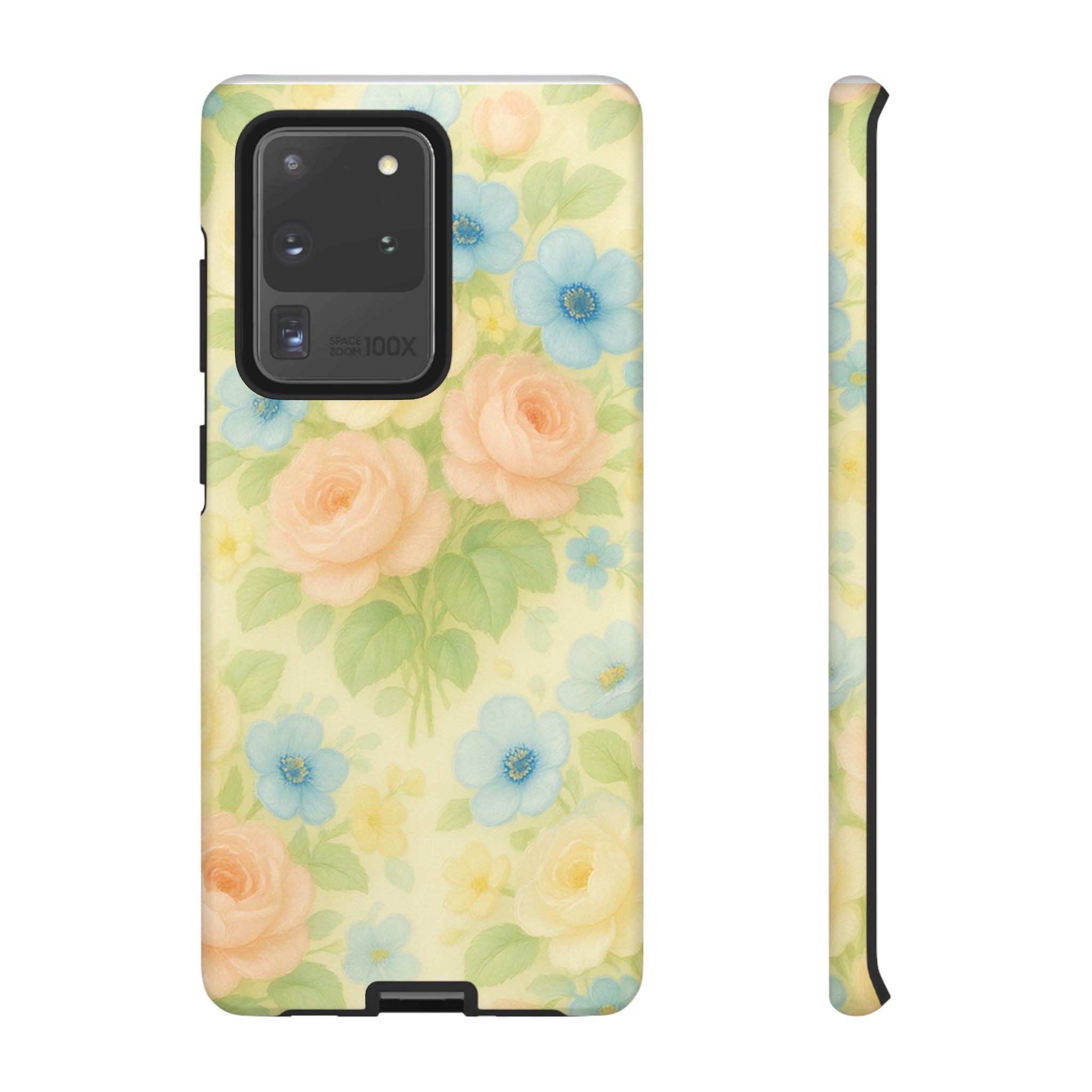 Pastel Yellow Vintage Floral Phone Case  Romantic Cottagecore Aesthetic, Soft Botanical Design, Protective Gift for Her, Fits iPhone & Samsung Models