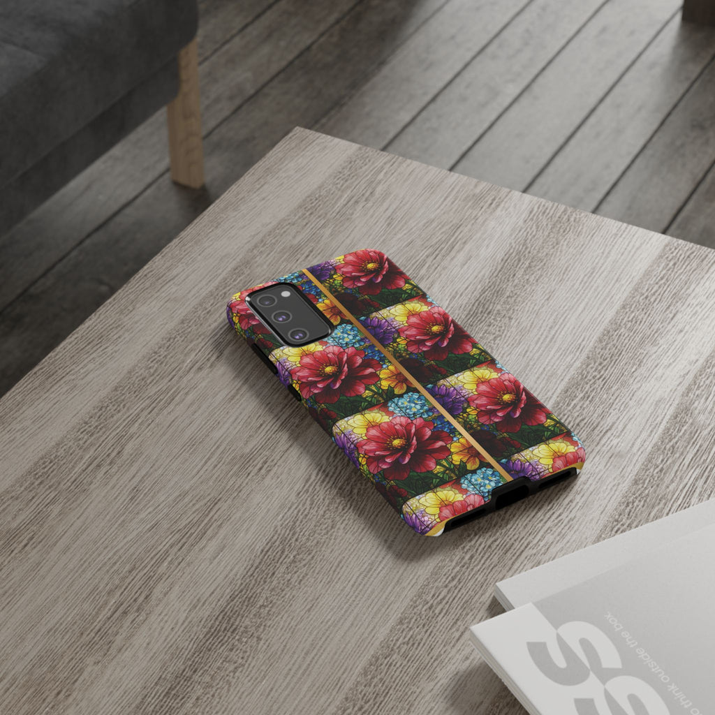 Stained Glass Illusion Floral Phone Case  3D Colorful Flower Design, Protective Christian Gift, Fits iPhone, Samsung, Google Pixel
