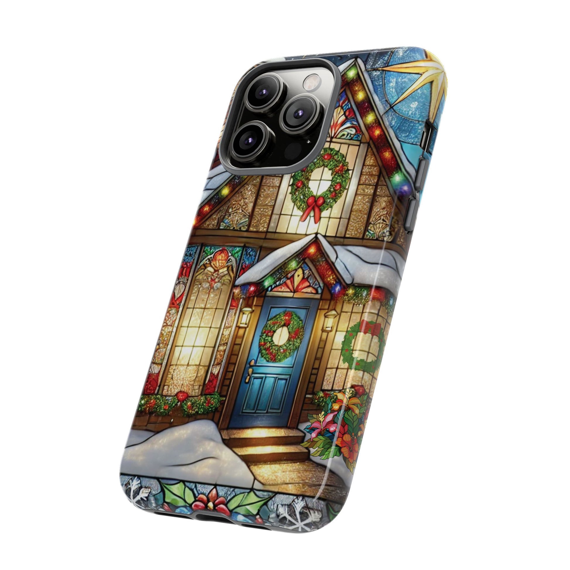 Stain Glass Christmas Phone Case Unique Holiday Protection for Your Device | Stylish & Durable Cover Gift for Her Phone 15, Samsung iPhone Samsung Accessory Gift for Her