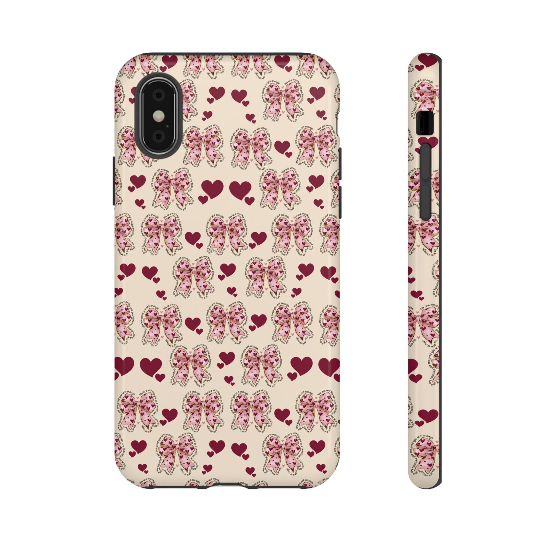 Charming Hearts & Pink Bows Phone Case Stylish & Durable Protection for Your Device | Scratch-Resistant, Slim Fit, and Lightweight Design for Everyday Use for iPhone & Android | Fresh Nature-Inspired Design!