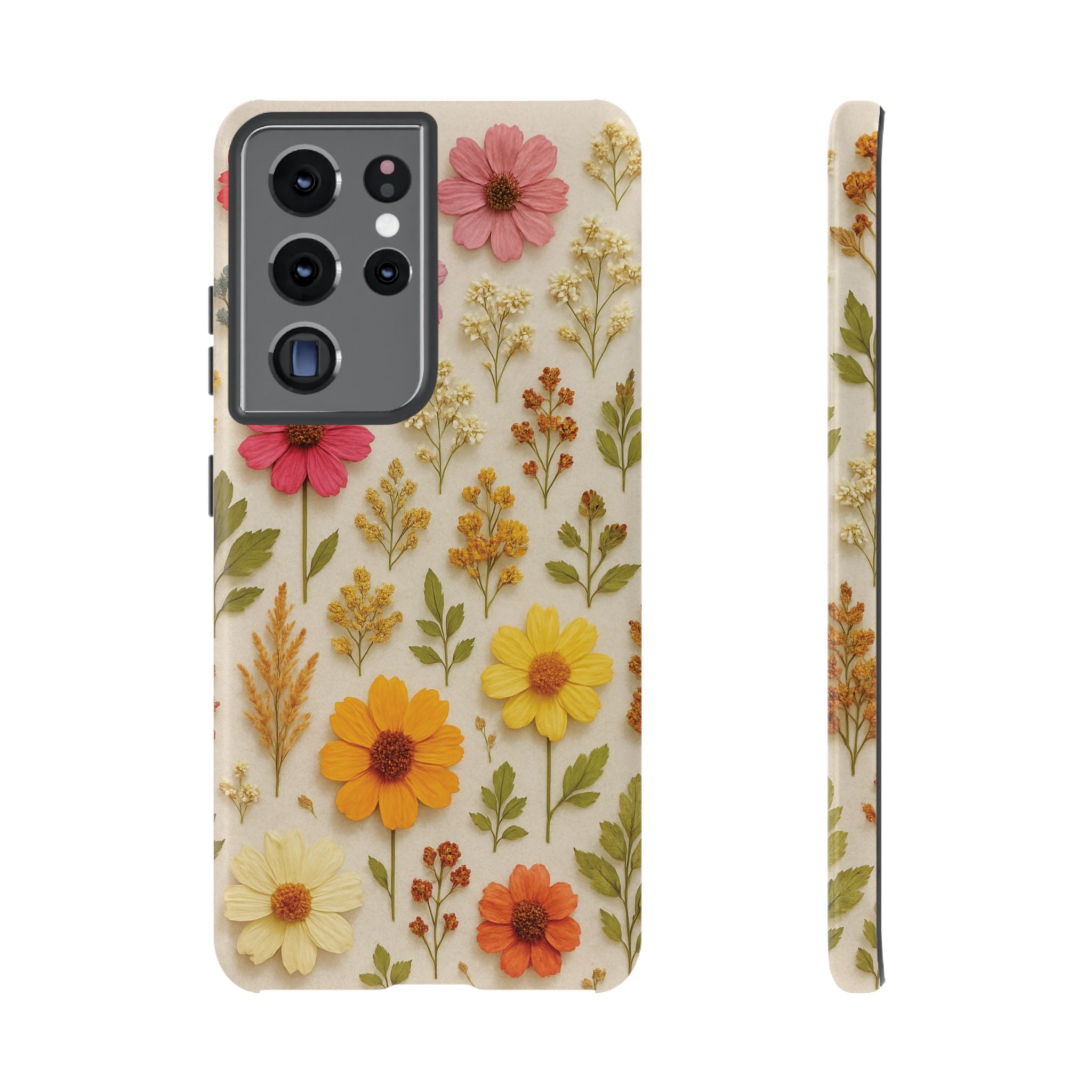 Dried Flowers Illusion Phone Case – Realistic Botanical Aesthetic, Colorful Pressed Floral Art, Trendy Nature-Inspired Protective Cover  iPhone & Samsung Models