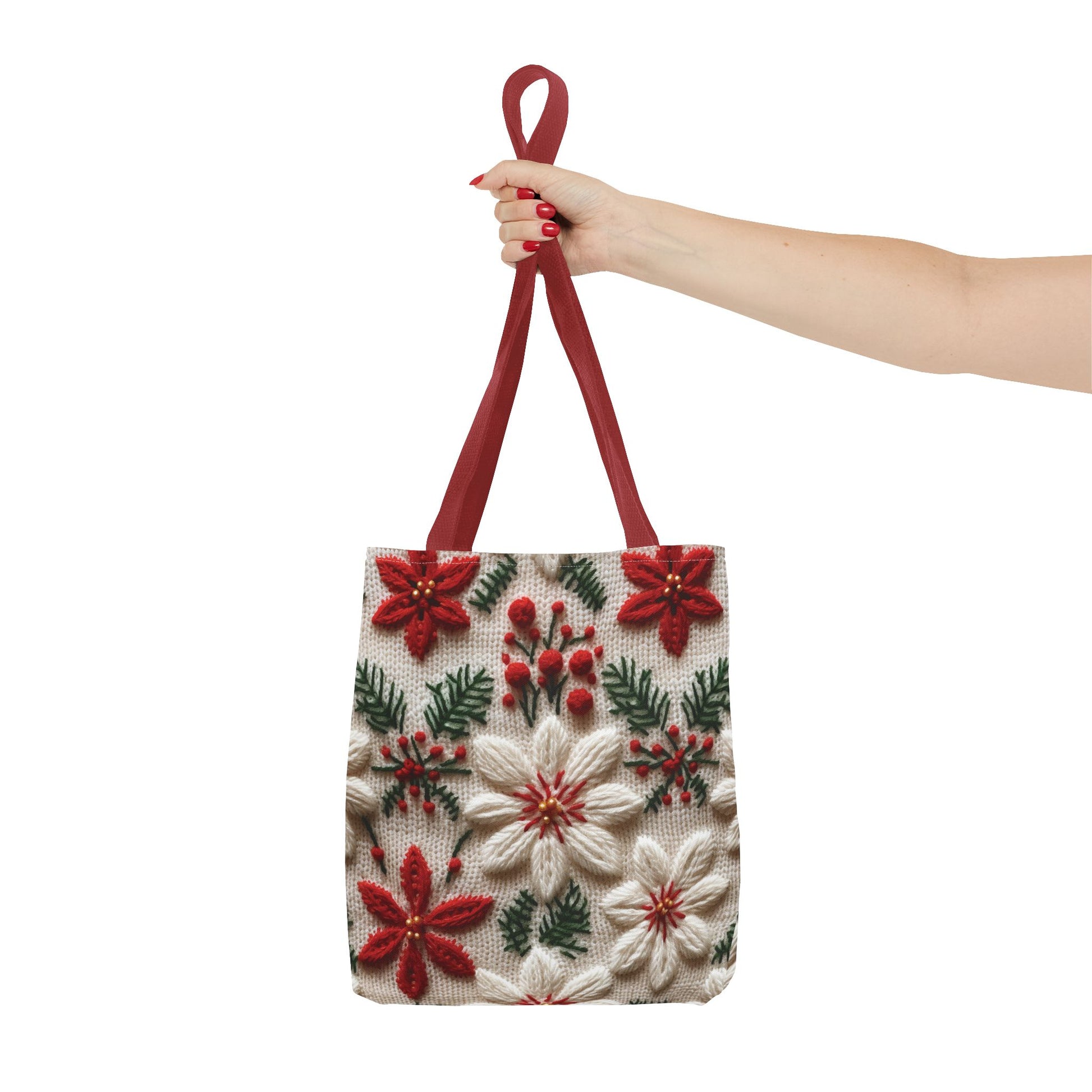 Festive Poinsettia Christmas Tote Stylish Holiday Bag for Shopping, Gifts, and Everyday Use - Durable, Reusable, and Perfect for Spreading Cheer This Holiday Season - MRSBYVALLE