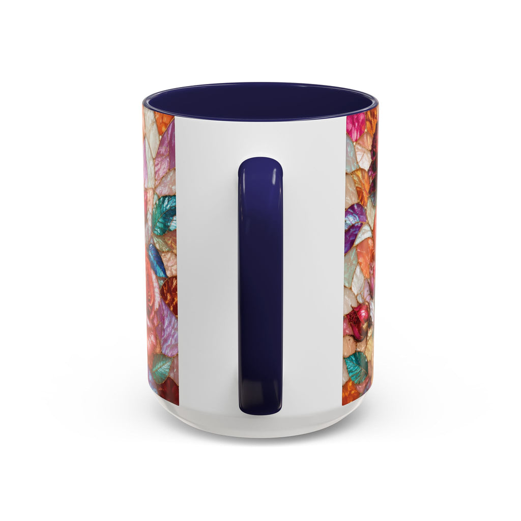 Floral Stained-Glass Accent Coffee Mug Colorful Rose Pattern (11/15 oz) Gift for Her