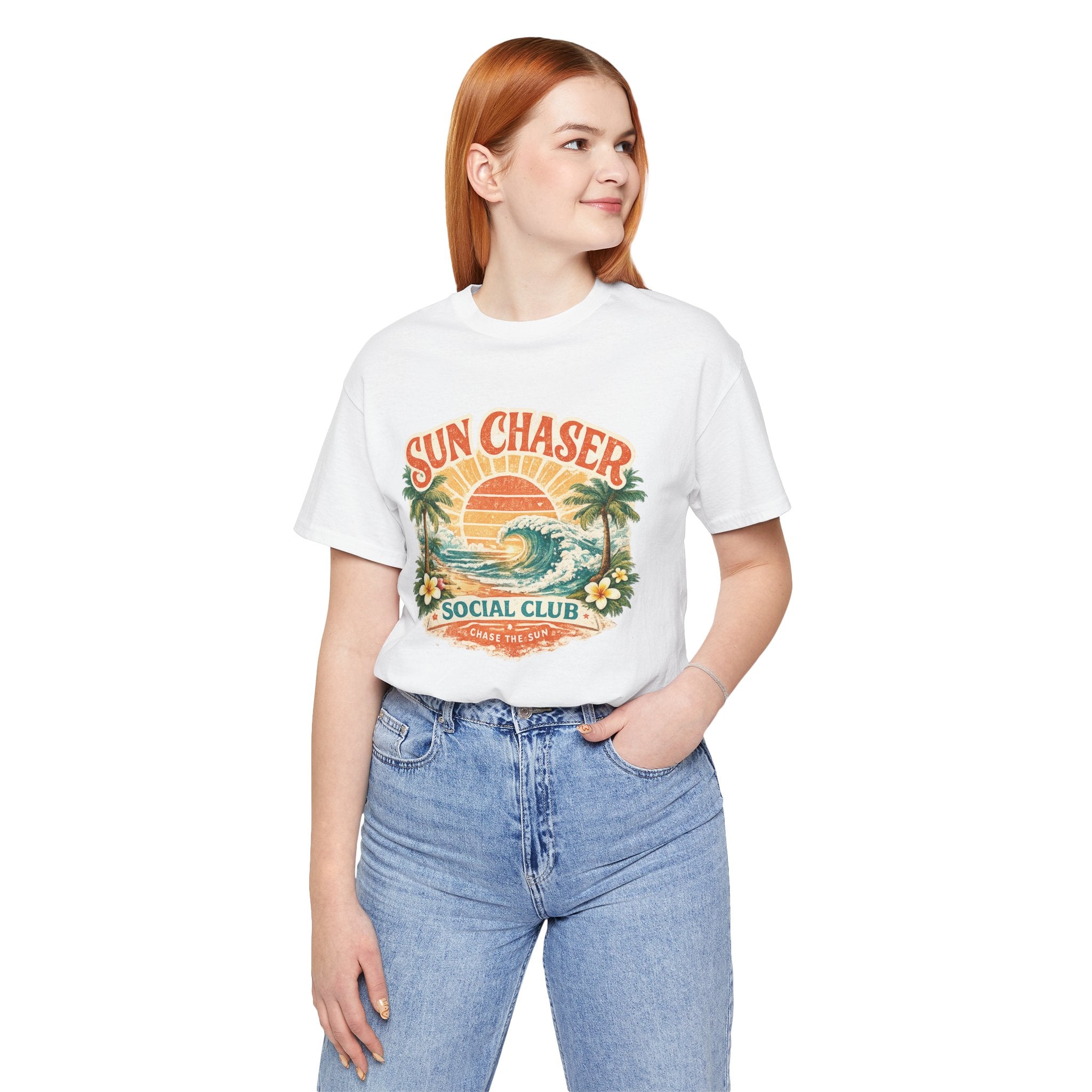 T-shirt Sun Chaser — T-shirt graphique Rétro Lever de soleil Cadeau amusant