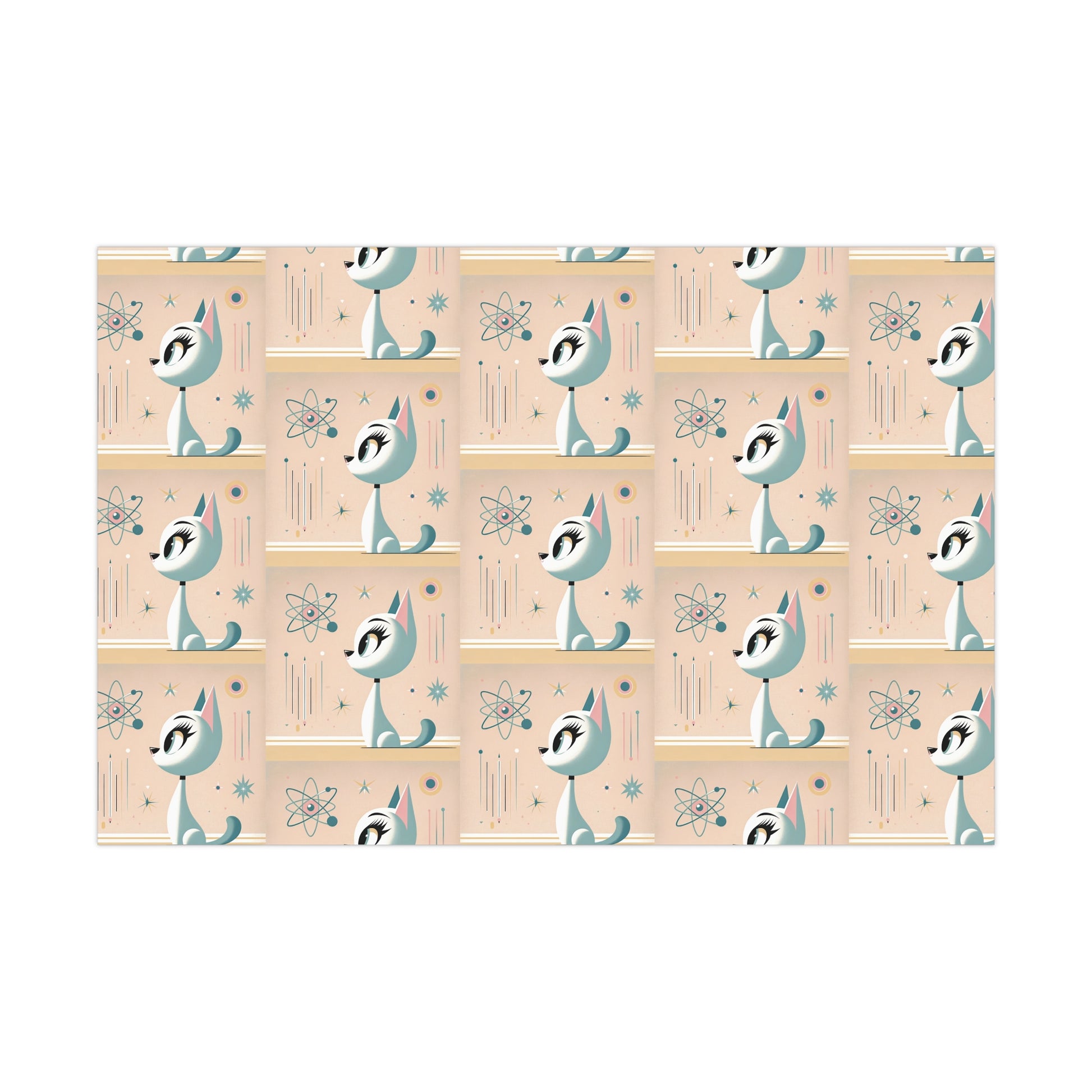 Atomic Pastel Cat 3D Illusion Wrapping Paper Cat Lover Gift Wrap it's Perfect for Weddings, Bridal & Baby Showers Eco-Friendly, Vibrant Design in Matte/Satin, All Occasion.