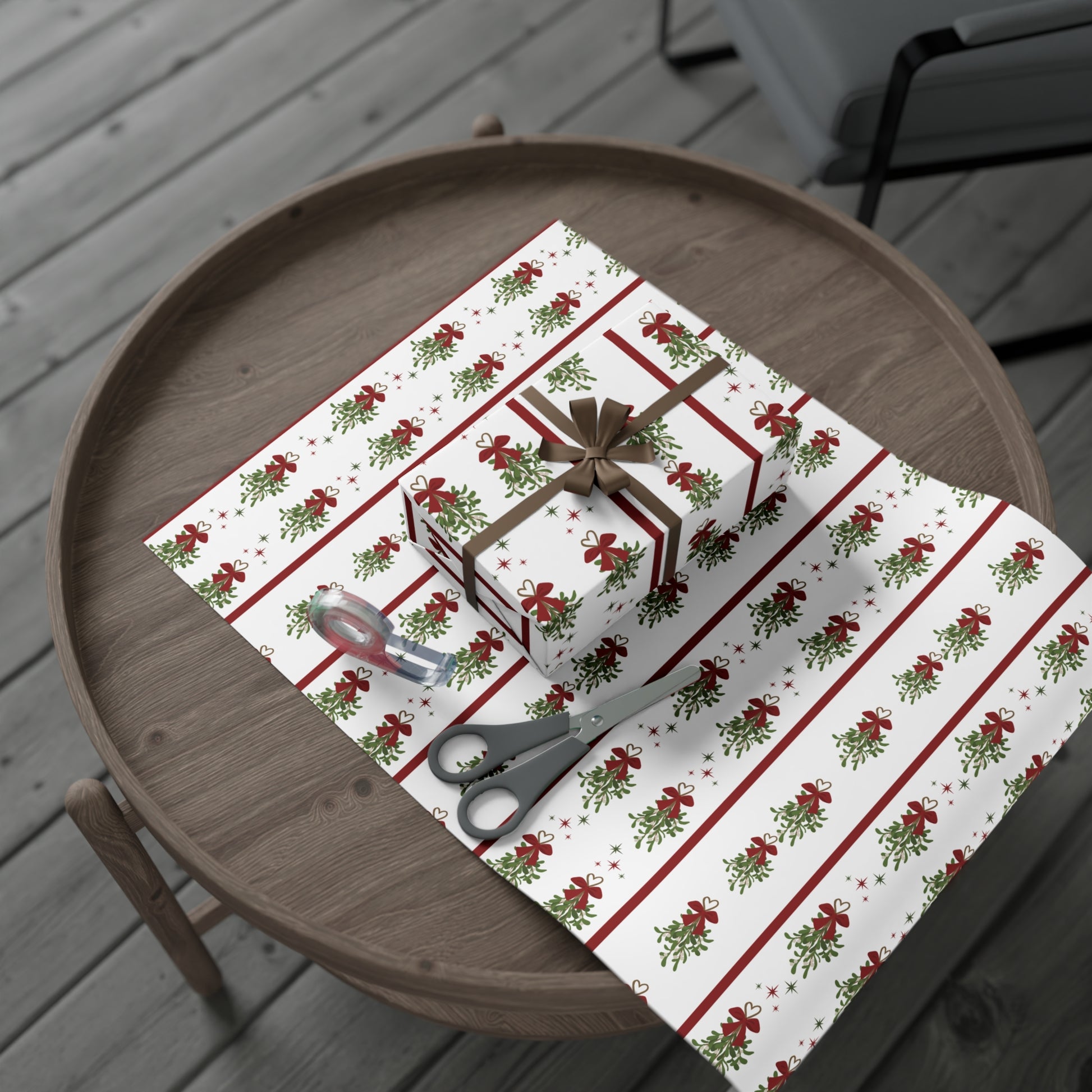 Mistletoe Christmas Wrapping Paper | Elegant 3D Holiday Gift Wrap | Christmas Wrapping paper