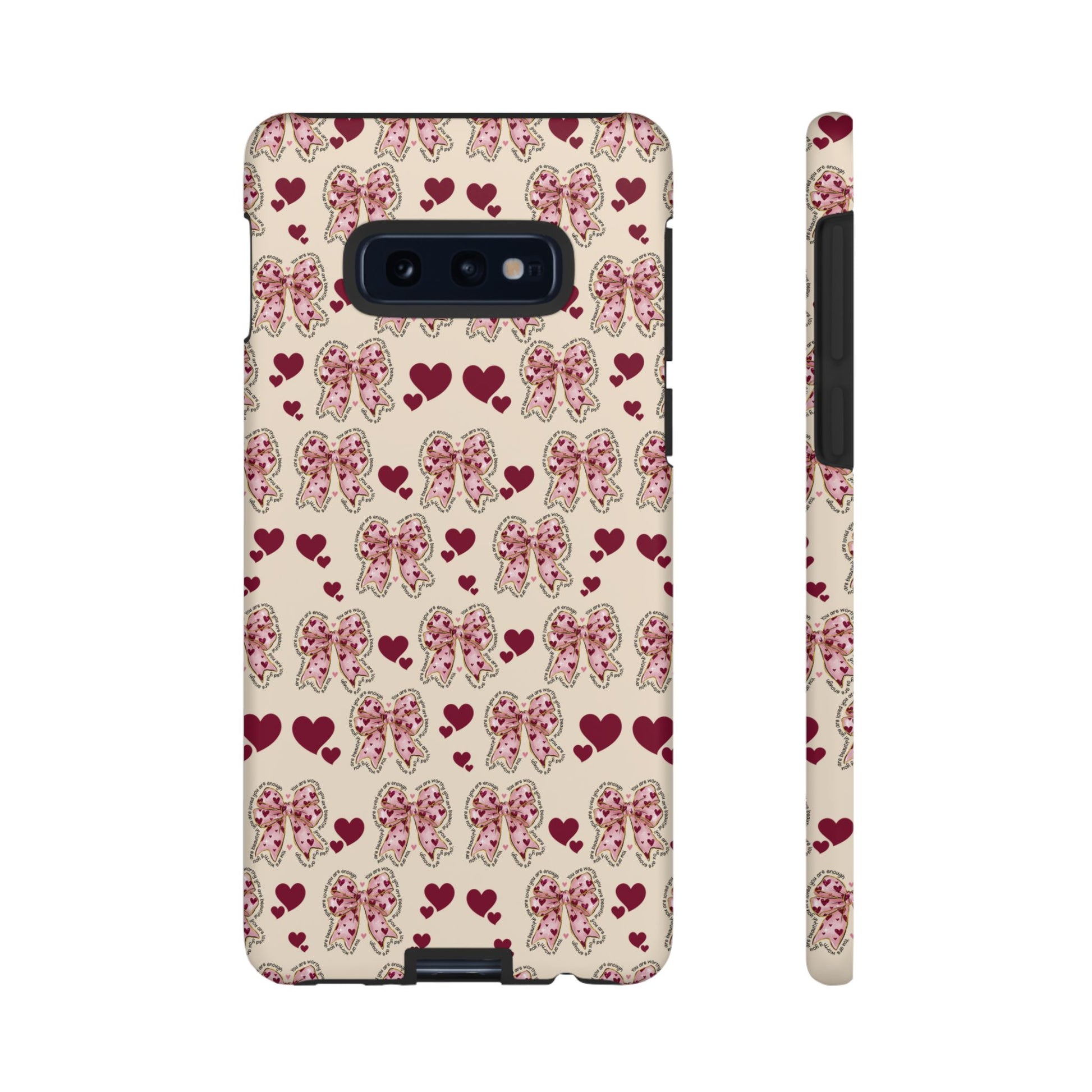 Charming Hearts & Pink Bows Phone Case Stylish & Durable Protection for Your Device | Scratch-Resistant, Slim Fit, and Lightweight Design for Everyday Use for iPhone & Android | Fresh Nature-Inspired Design!