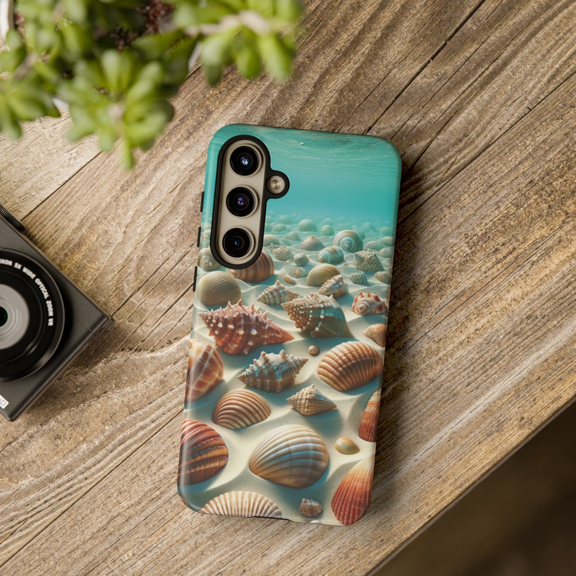 Plush Ocean Bliss Turquoise Seashell Ocean Beach View Protective Phone Case Gift for Her Phone 15, Samsung iPhone Samsung Gift for Her Case iPhone 15, Samsung iPhone Samsung Accessory Gift for Her.