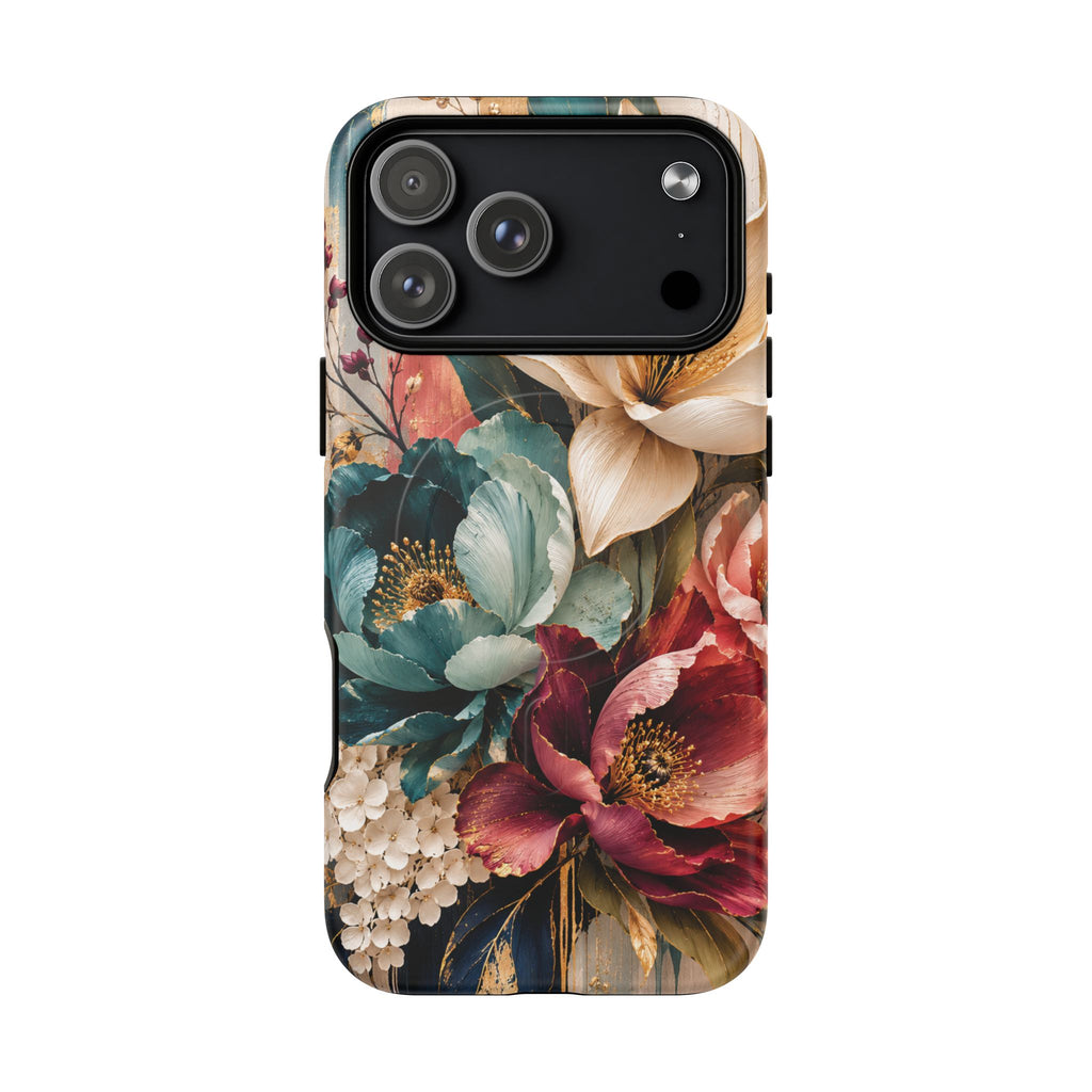 Vintage Floral Bouquet phone case Tough Magnetic Case Velvet Bloom Floral Art iPhone Case  Botanical Protective Case Samsung Modern Garden