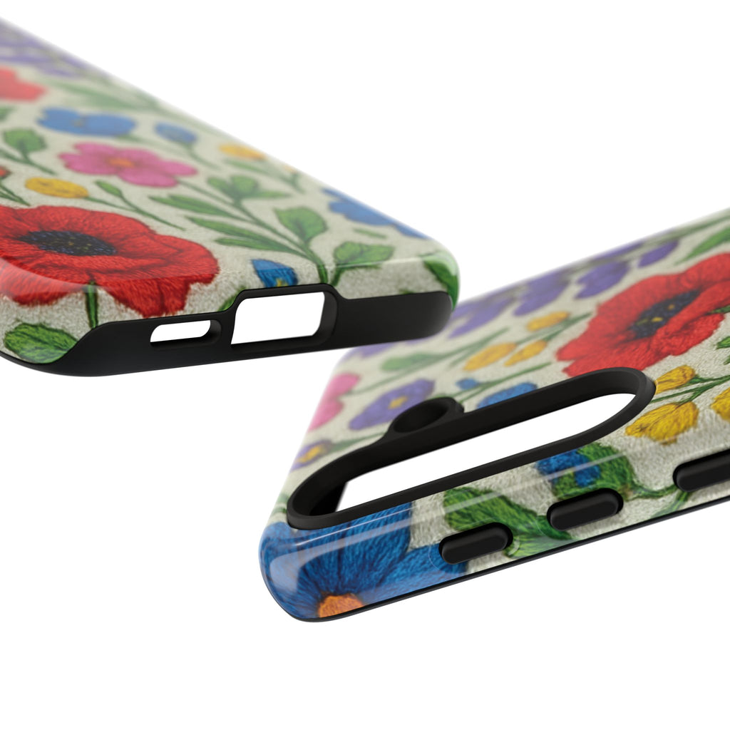 Bright 3D Illusion Wildflower Phone Case Cute Floral Design in Red, Pink, Blue – Aesthetic Protective Case for iPhone and  Android