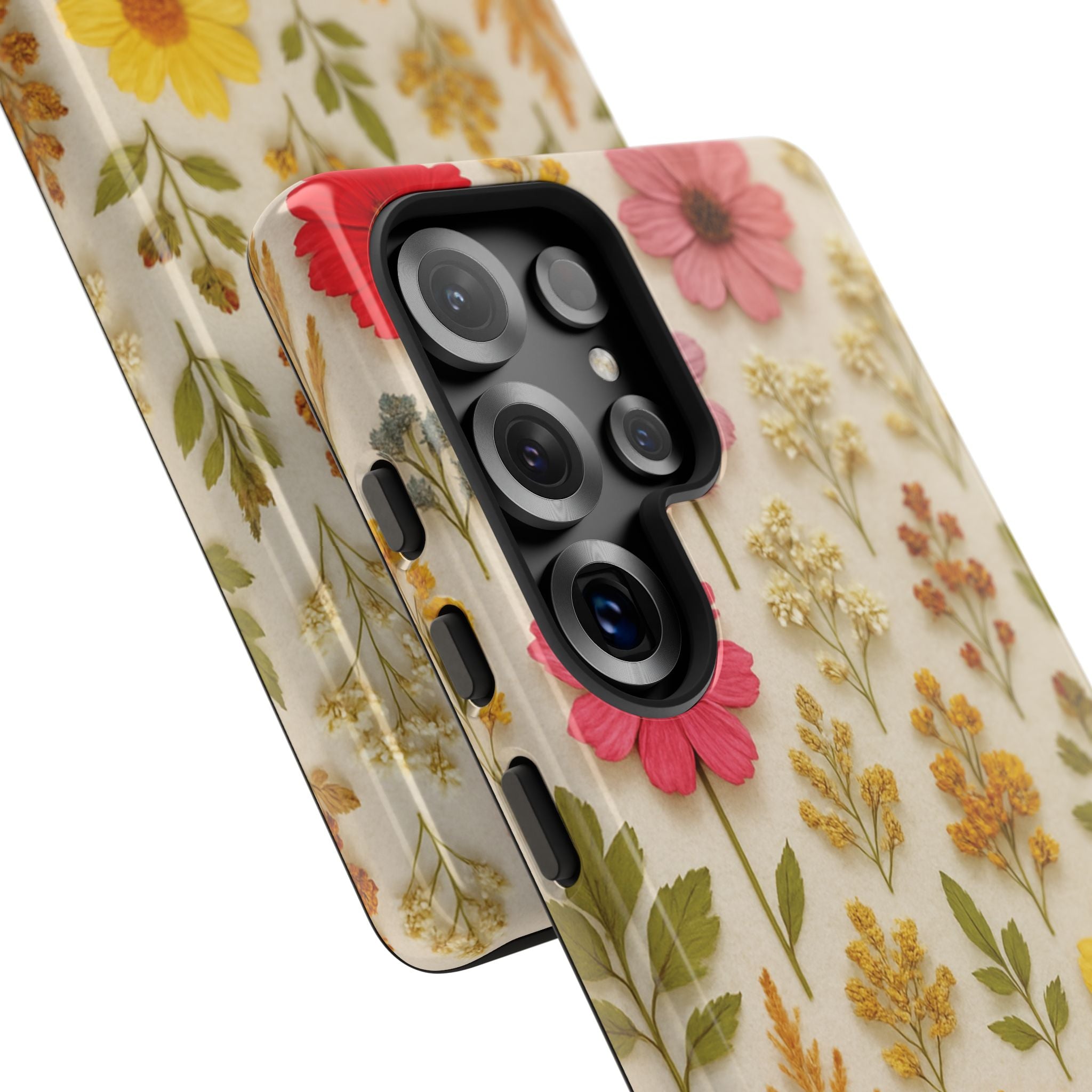 Dried Flowers Illusion Phone Case – Realistic Botanical Aesthetic, Colorful Pressed Floral Art, Trendy Nature-Inspired Protective Cover  iPhone & Samsung Models