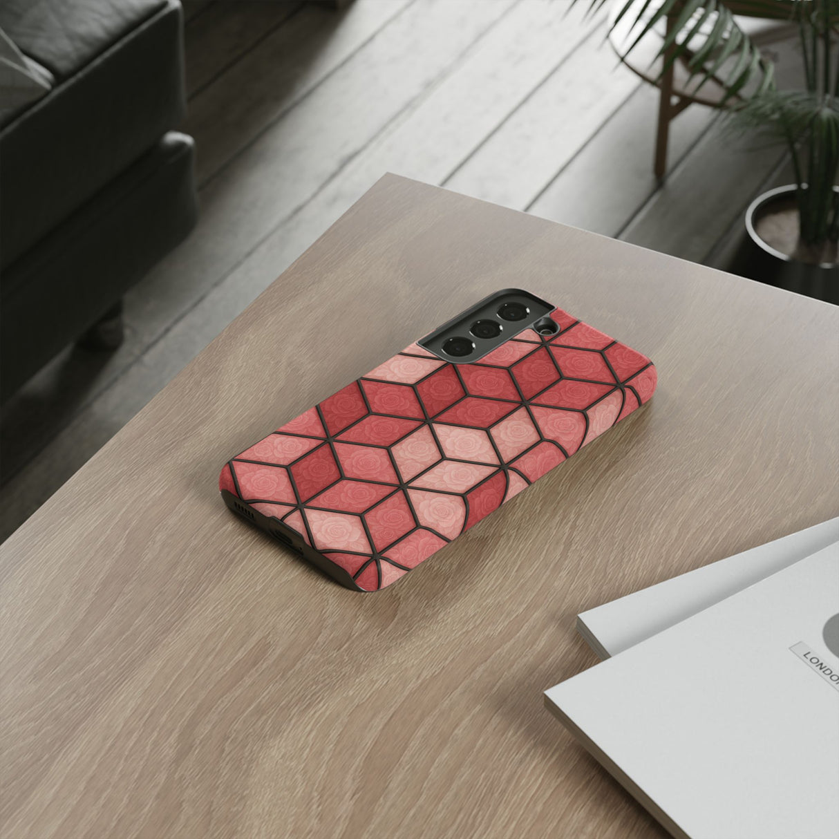 Geometric Stained Glass Illusion Phone Case Colorful Abstract Art, Aesthetic Protective Cover for iPhone, Samsung & Google, Unique Gift Idea Mom