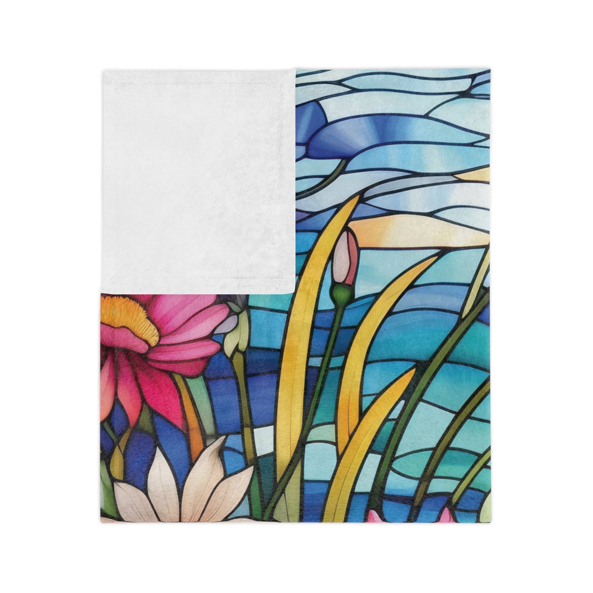 Wildflowers Stain Glass Illusion Minky Blanket Throw Ultra-Soft Minky Blanket Cozy Comfort Blanket Elegant Home Decor Plush Microfiber for Maximum Comfort Blanket, Perfect for Snuggling Decor, Cozy All-Season Warmth, Housewarming Gift Throw - MRSBYVALLE
