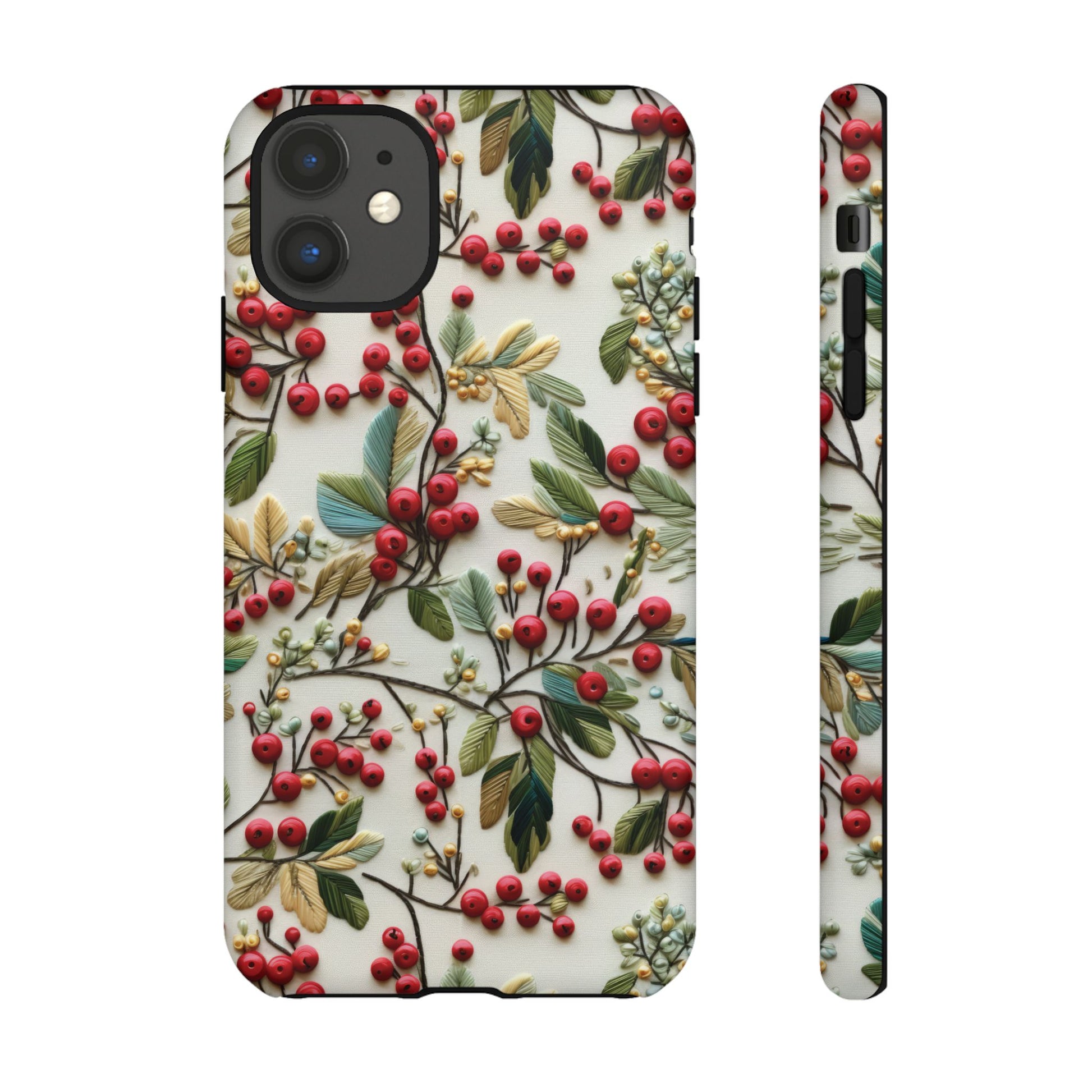 Holly Christmas Wildflowers Boho Chic Design Phone Case - Stylish, Protective Cover for All Models Gift for Mom Accessory Gift for Her