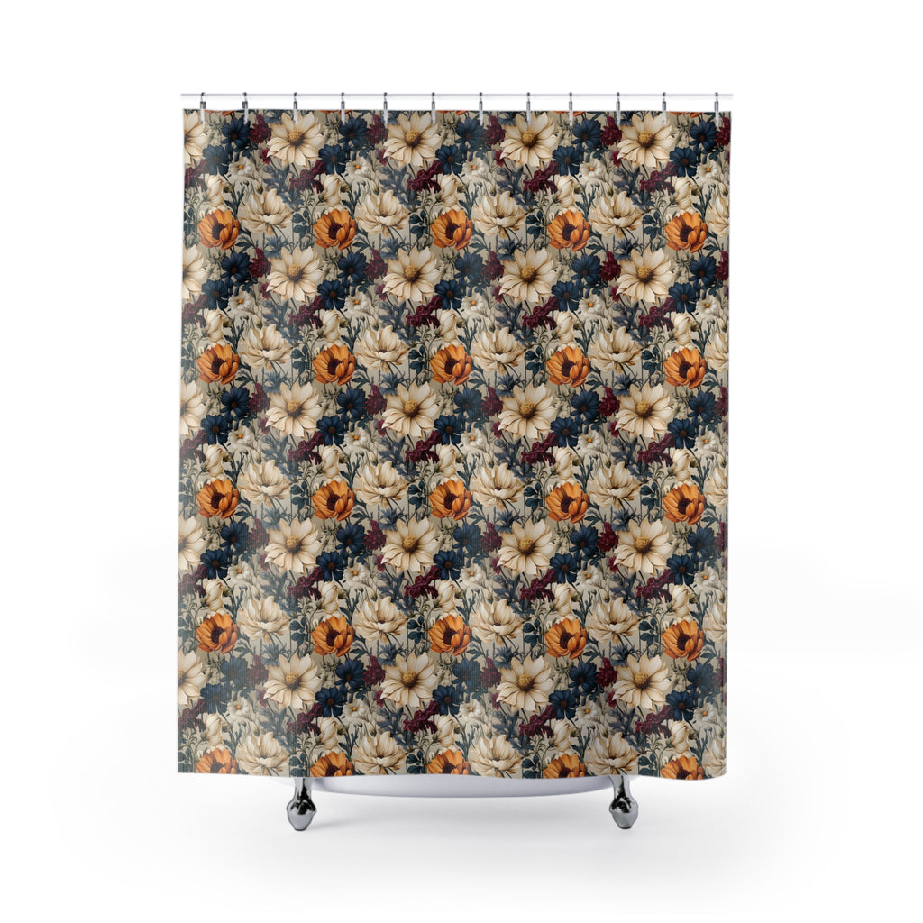 Boho Elegant Winter Floral Shower Curtain Vibrant Floral Design for Bohemian Bathroom Décor 100% Polyester, Water-Resistant, and Stylish Upgrade the Bathroom - MRSBYVALLE