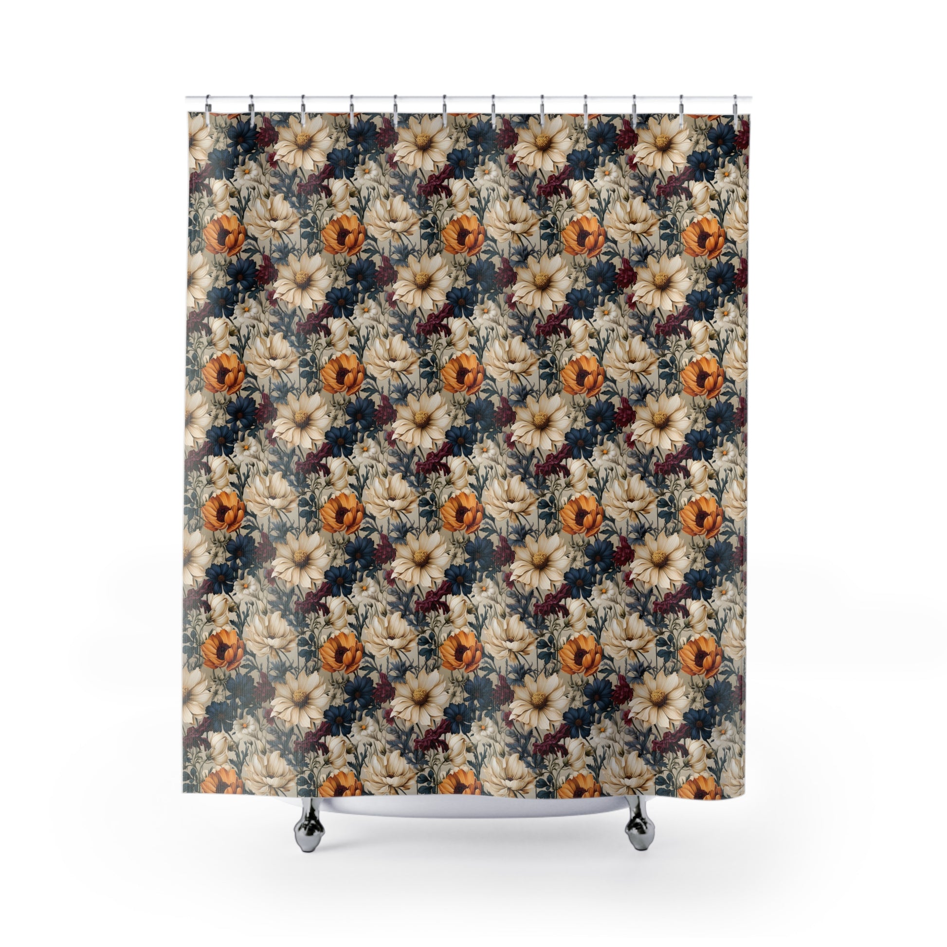 Boho Elegant Winter Floral Shower Curtain Vibrant Floral Design for Bohemian Bathroom Décor 100% Polyester, Water-Resistant, and Stylish Upgrade the Bathroom - MRSBYVALLE