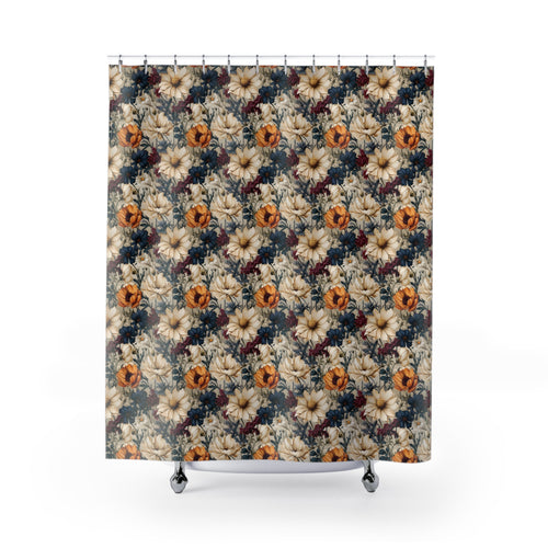 Boho Elegant Winter Floral Shower Curtain Vibrant Floral Design for Bohemian Bathroom Décor 100% Polyester, Water-Resistant, and Stylish Upgrade the Bathroom - MRSBYVALLE