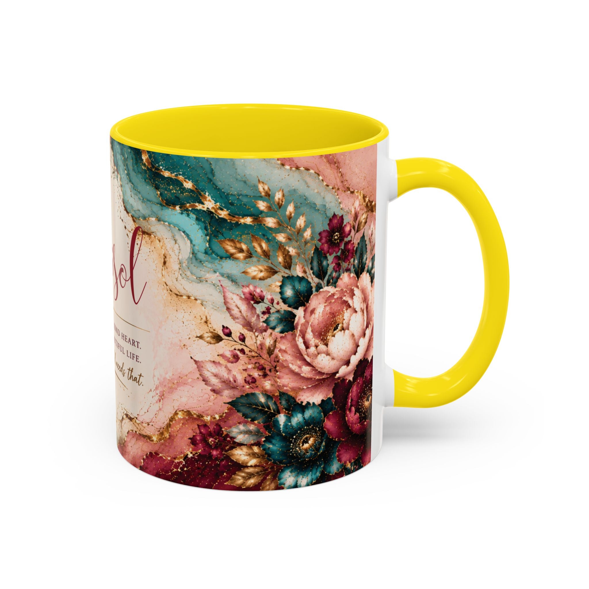 Personalized Name Mug for Women, Inspirational Color Handle Coffee Mug, 11 oz or 15 oz Gift for Her