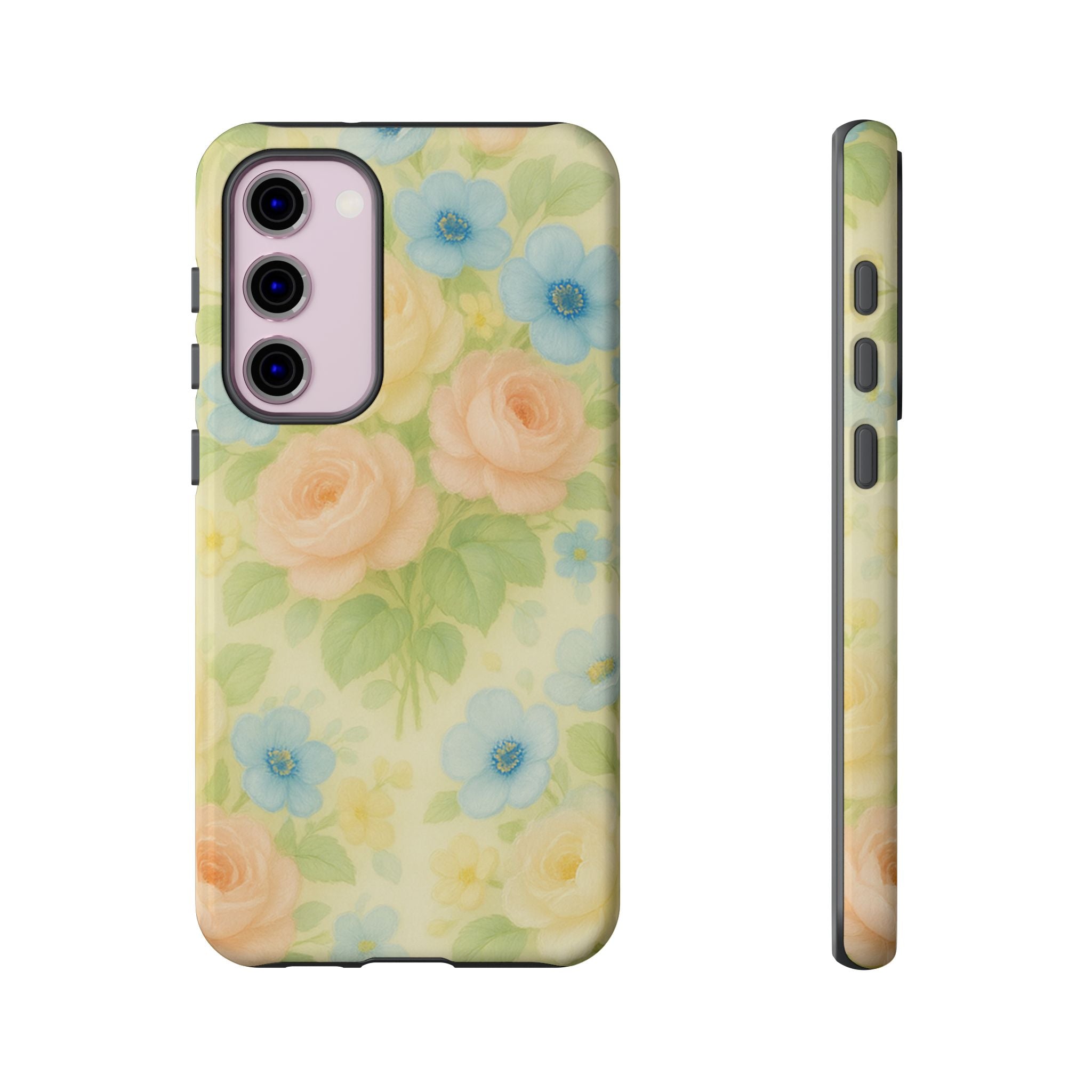 Pastel Yellow Vintage Floral Phone Case  Romantic Cottagecore Aesthetic, Soft Botanical Design, Protective Gift for Her, Fits iPhone & Samsung Models