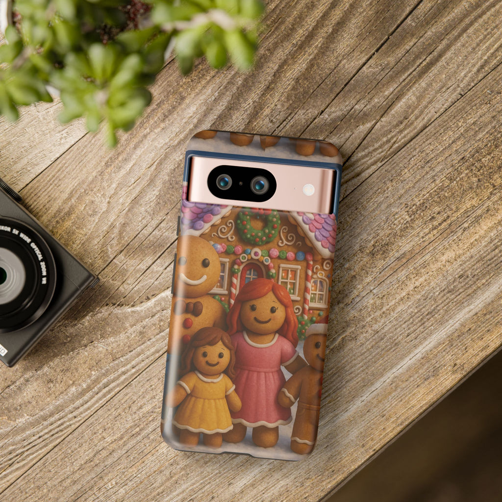 Coque de téléphone esthétique Famille en Pain d'Épices – Design d'inspiration vintage sur le thème de Noël – Étui stylé pour modèles iPhone et Samsung Galaxy