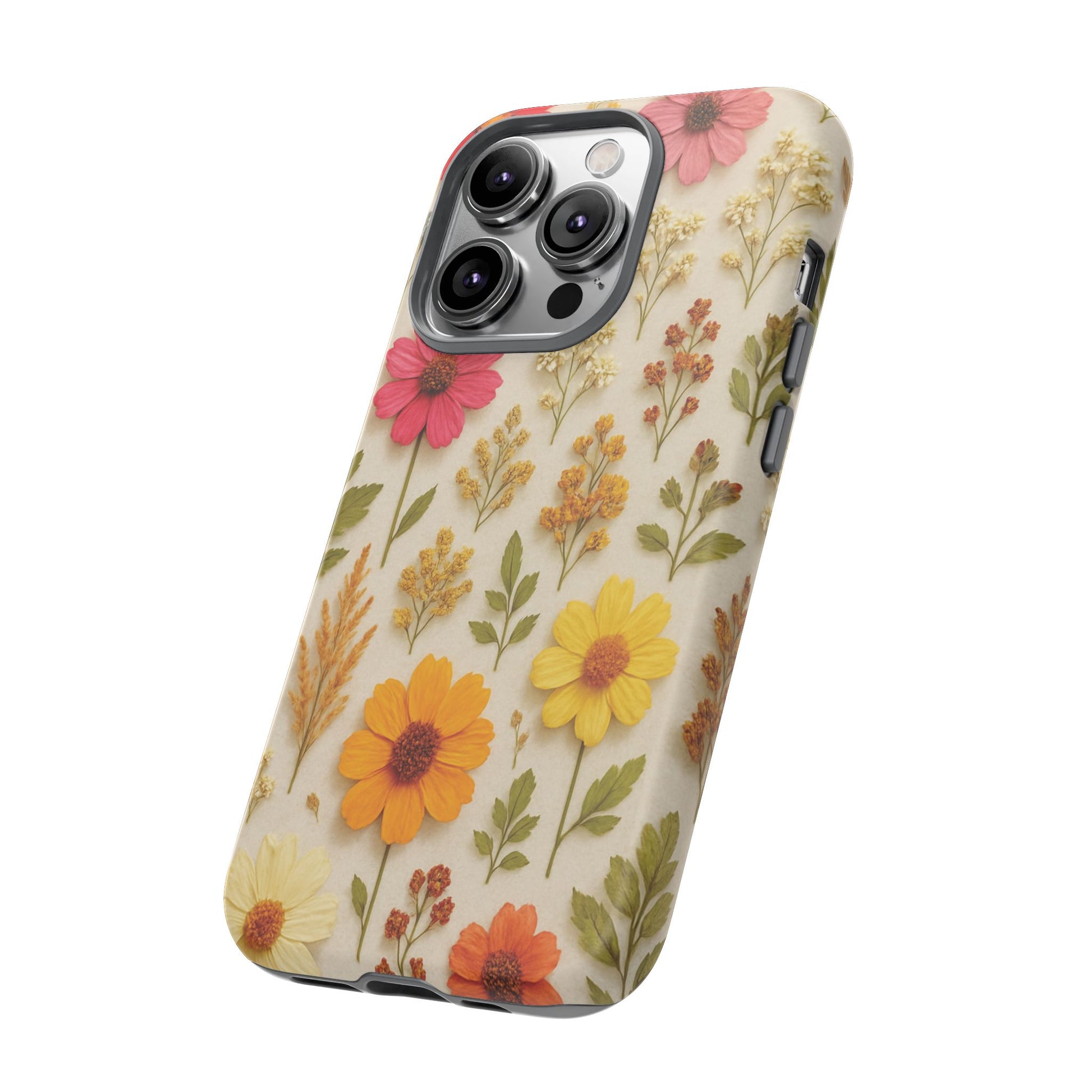 Dried Flowers Illusion Phone Case – Realistic Botanical Aesthetic, Colorful Pressed Floral Art, Trendy Nature-Inspired Protective Cover  iPhone & Samsung Models