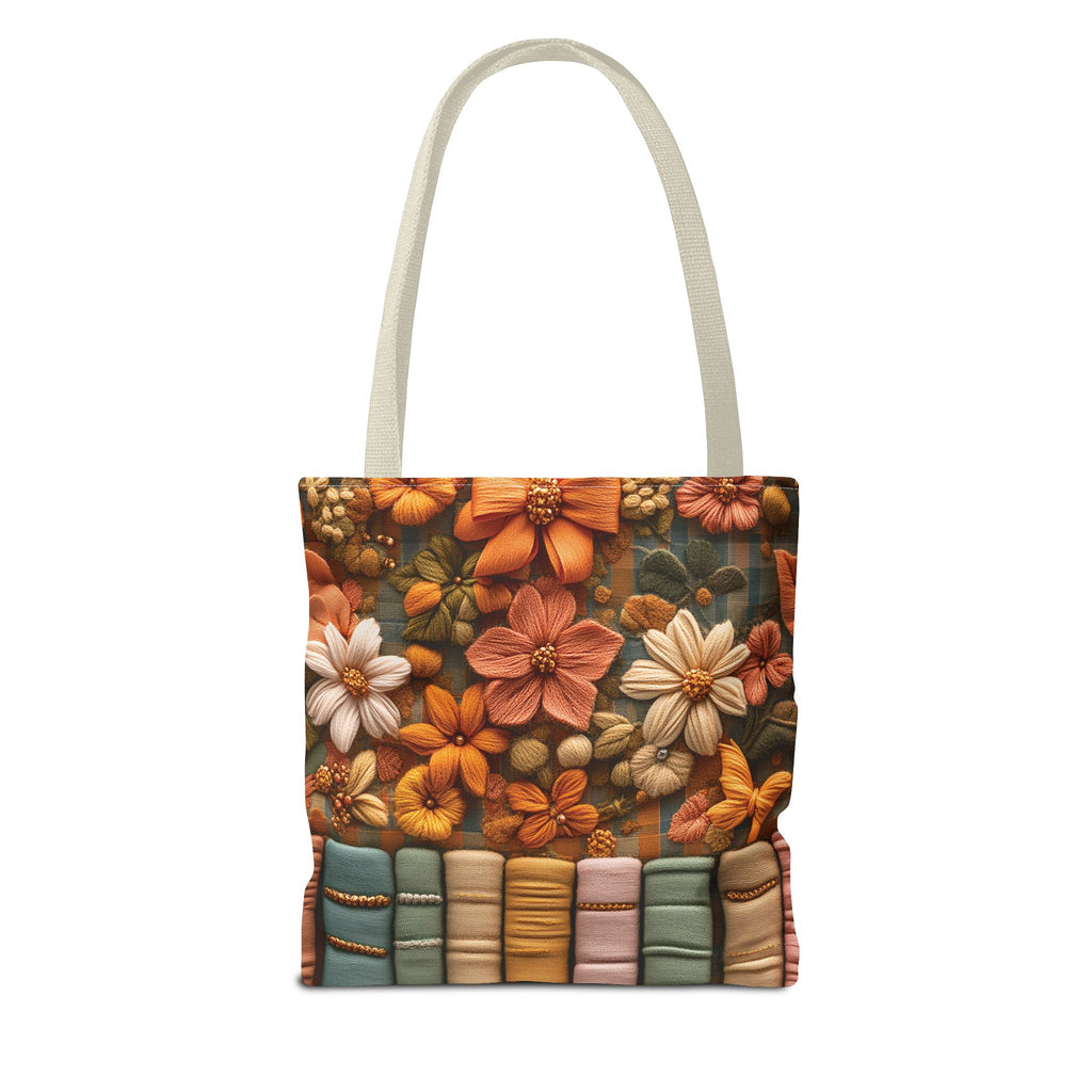 Boho Floral 3D Illusion Tote with Books Design Stylish and Functional Bag for Everyday Use Durable, Reusable, and Perfect for Book Lovers and Boho Enthusiasts Season - MRSBYVALLE
