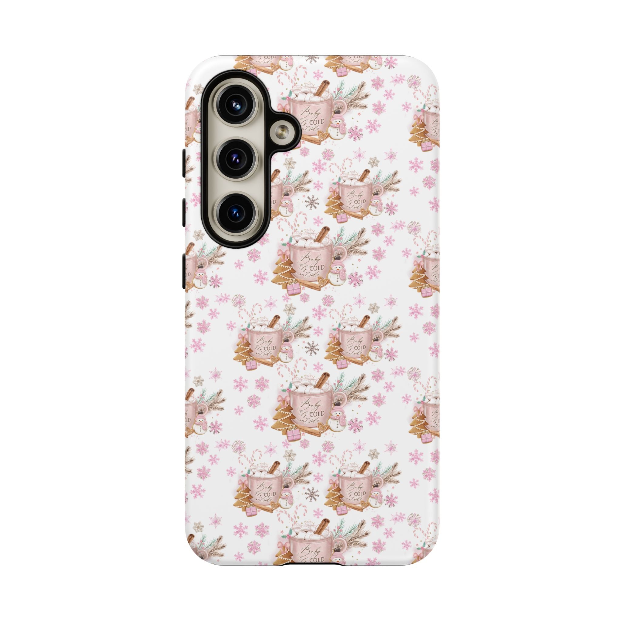 Baby it's Cold Outside Pink and White Phone Case Unique Holiday Protection for Your Device | Stylish & Durable Cover Gift for Her Phone 15, Samsung iPhone Samsung Accessory Gift for Her