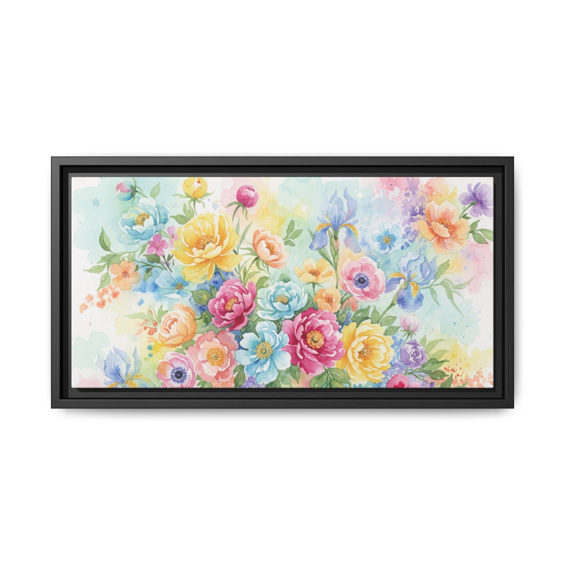 Watercolor Floral Bouquet Canvas, Framed Matte Wall Art | Multi-Color Wall Art