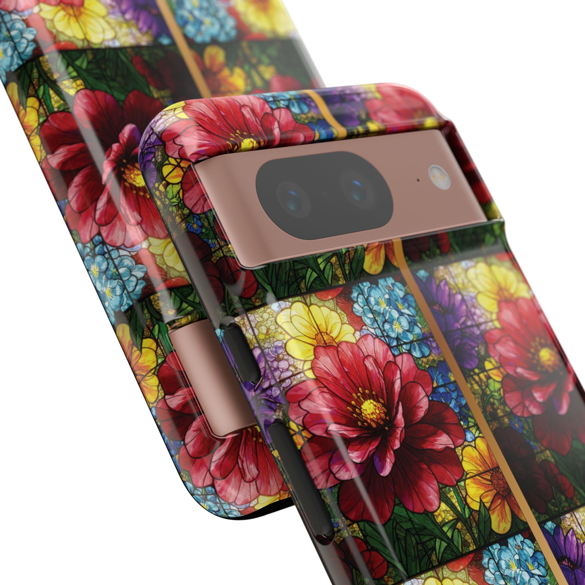 Stained Glass Illusion Floral Phone Case  3D Colorful Flower Design, Protective Christian Gift, Fits iPhone, Samsung, Google Pixel