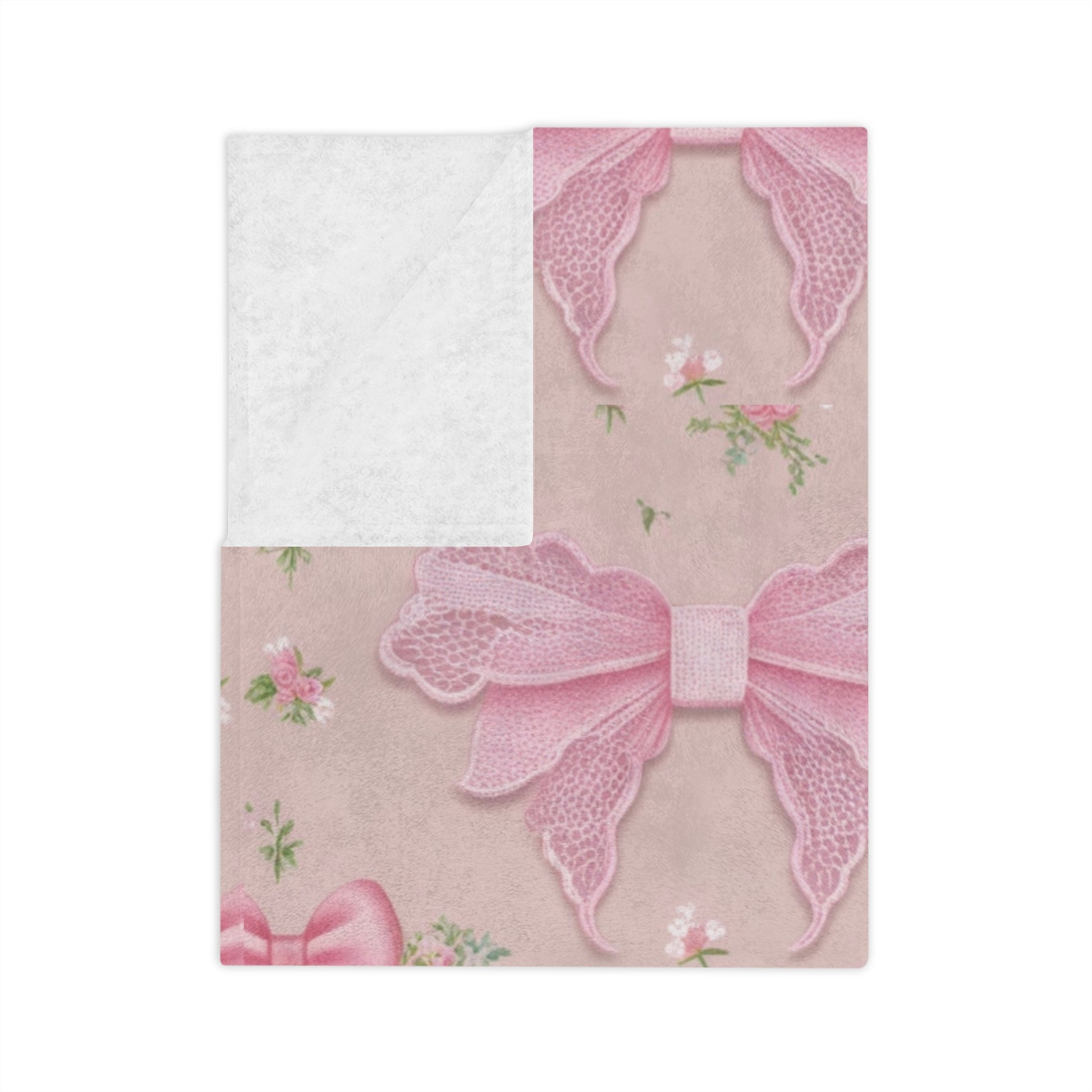 Pink Bows with Floral Minky Blanket Soft, Festive, and Perfect for Holiday Snuggles and Gifting Housewarming Gift Throw
