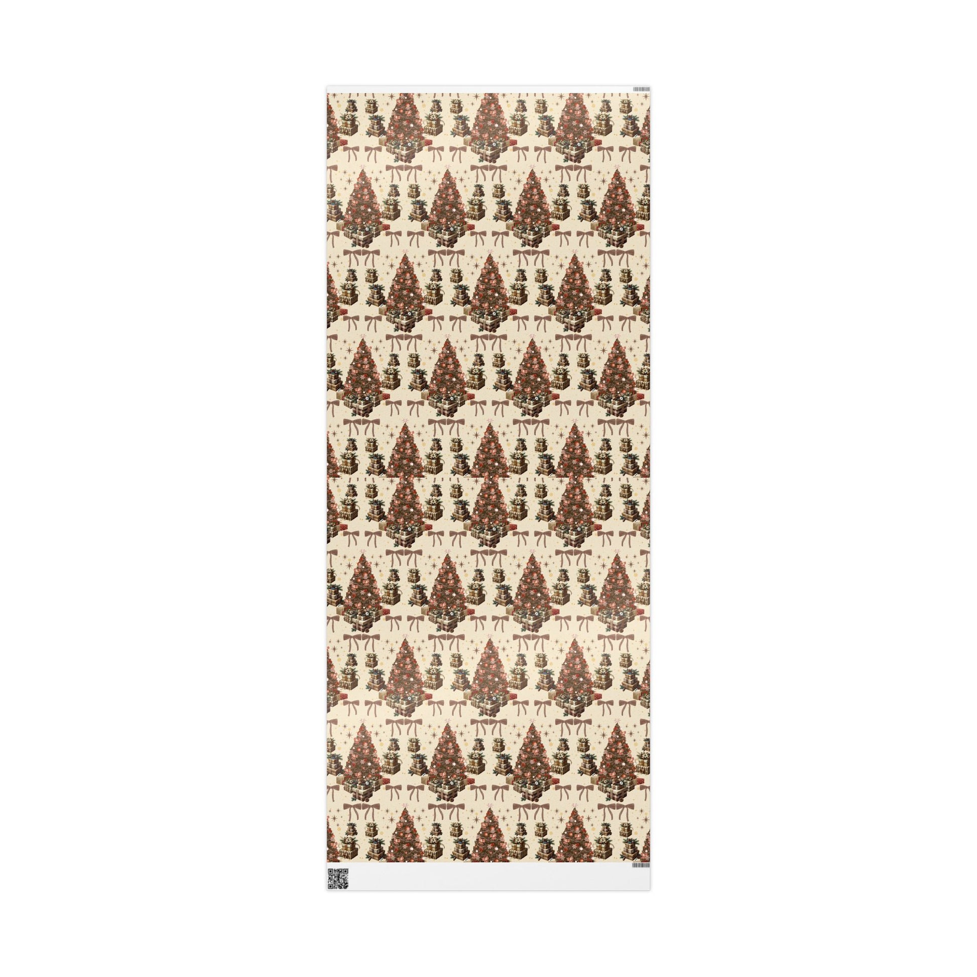 Brown Cozy Christmas Wrapping Paper Warm Holiday Gift Wrap with Tree Pattern  Festive Design