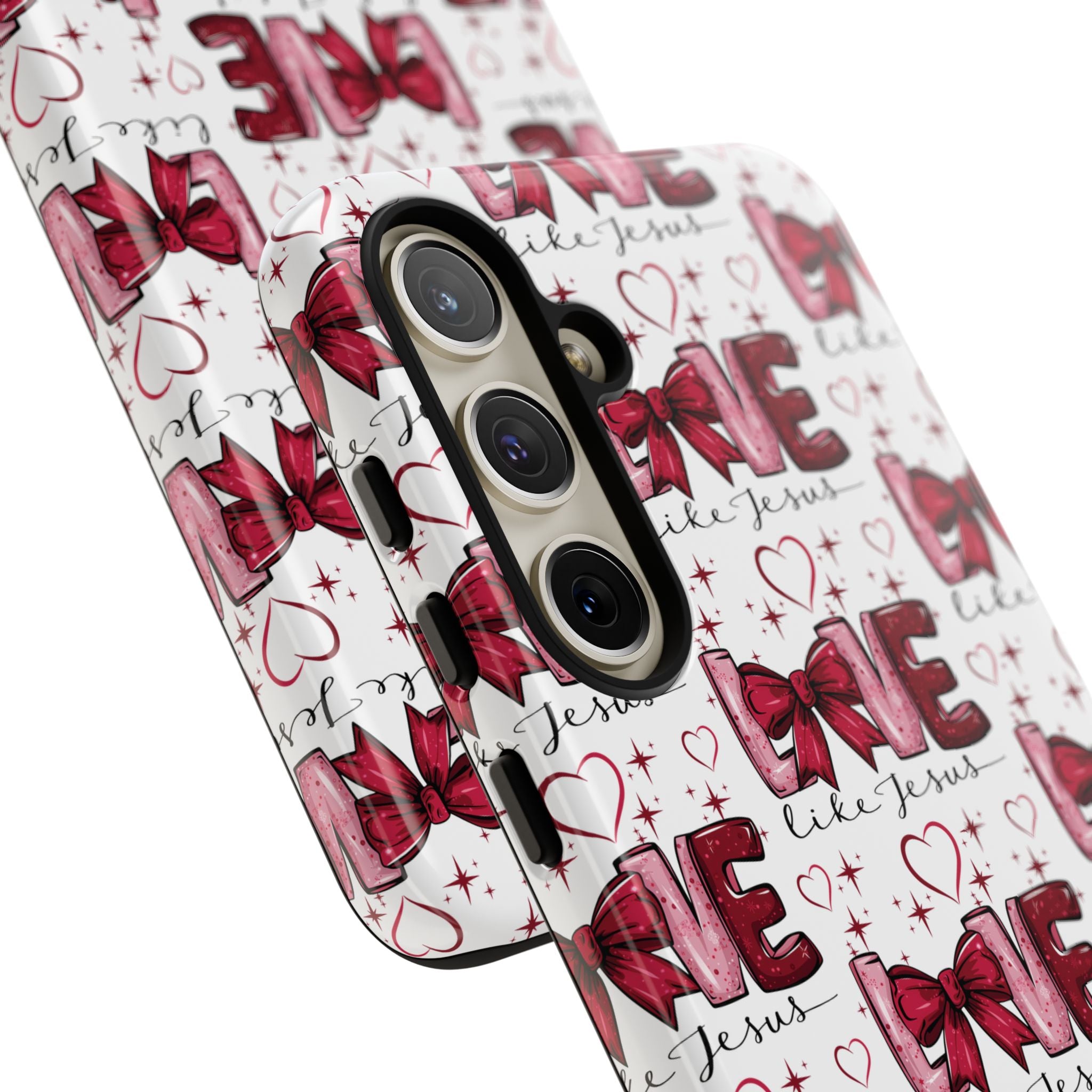 Love Like Jesus Red Bows and Hearts—Tough, Faithful Phone Cases & Religious iPhone Accessories: Protect Your Device & Show Your Faith
