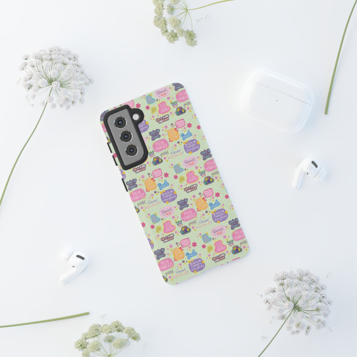 Good Vibes Only Protective Phone Case  Shockproof Slim Aesthetic Motivational Quote Cover, Positive Affirmation Gift for Mom, Teens & Besties | iPhone & Galaxy