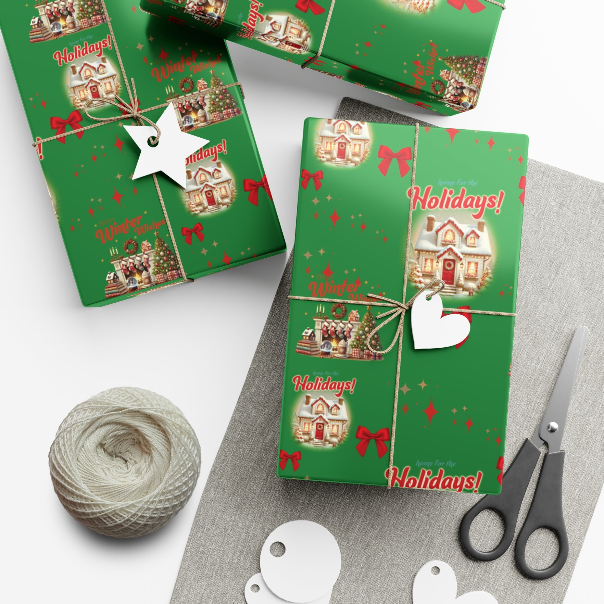 Retro Christmas Scenes Wrapping Paper - Forest Green Holiday Gift Wrap with Vintage Vibes, Perfect for Festive Presents, Nostalgic Holiday Decor, and Gift Wrapping Premium Quality - MRSBYVALLE