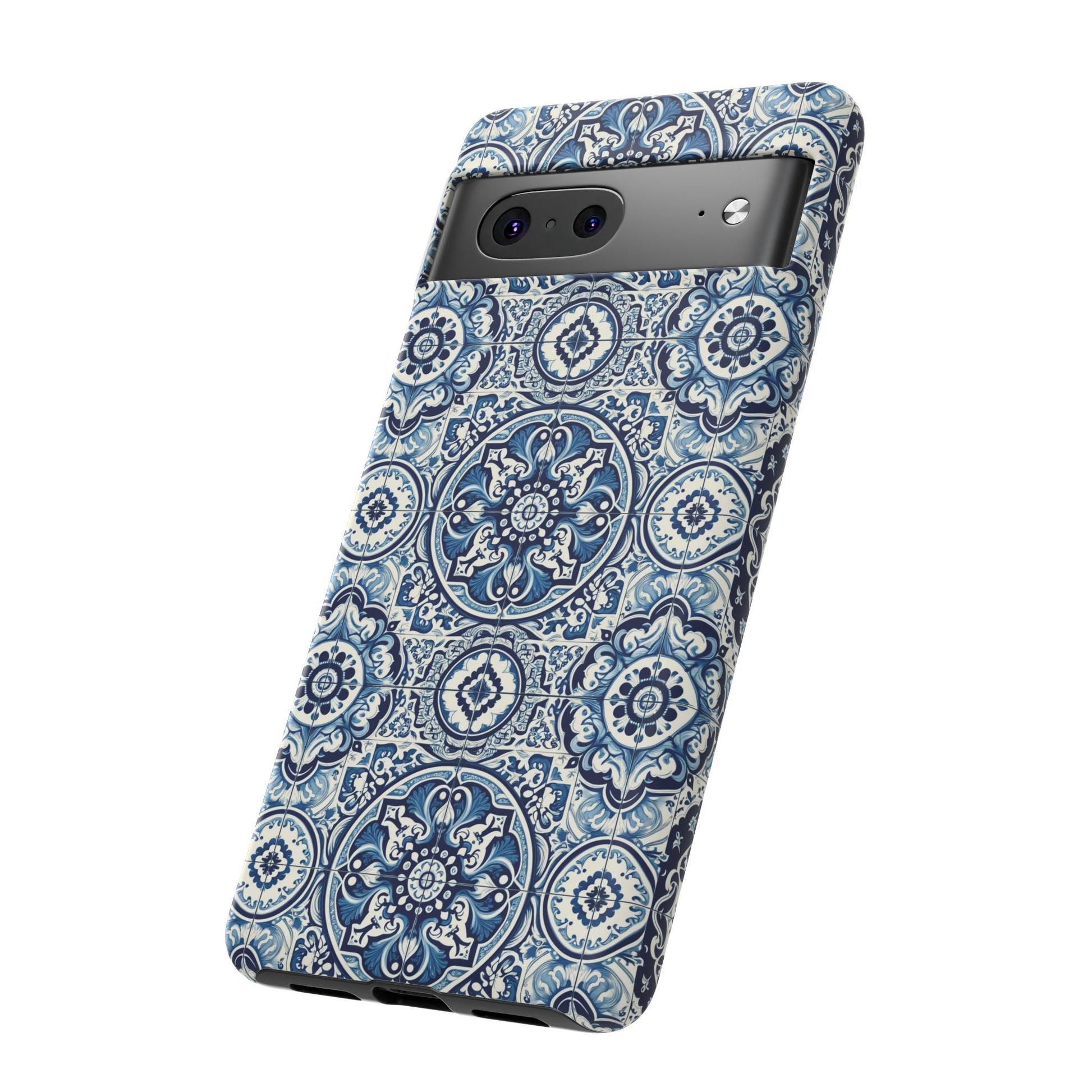 Azulejo Tile Phone Case Elegant Mediterranean Blue Porcelain Design iPhone 17, 16, 15, Samsung iPhone Samsung Accessory Gift for Her