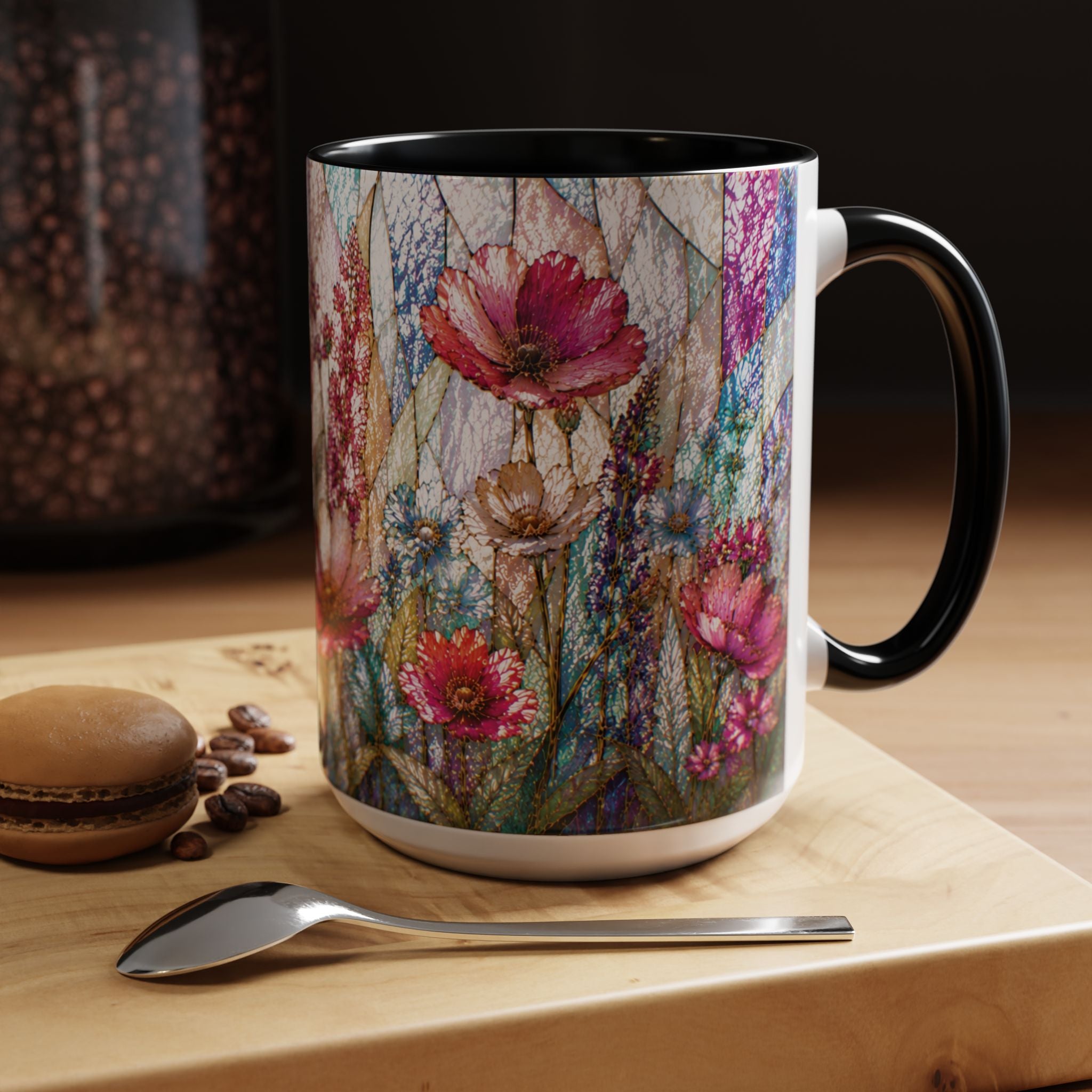 Wildflower Watercolor Coffee Mug Vibrant Wildflower Accent 11/15oz Stain Glass Illusion